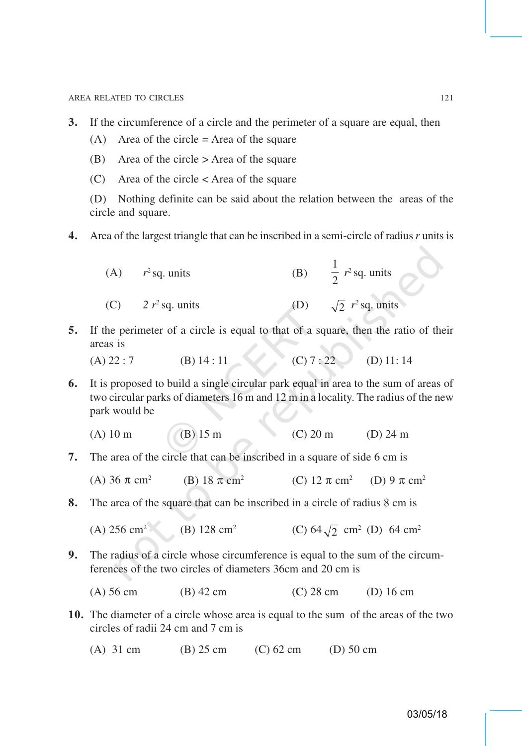 NCERT Exemplar Book for Class 10 Maths: Chapter 11 Areas related to Circles - Page 3