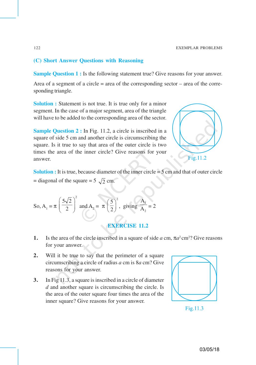 NCERT Exemplar Book for Class 10 Maths: Chapter 11 Areas related to Circles - Page 4