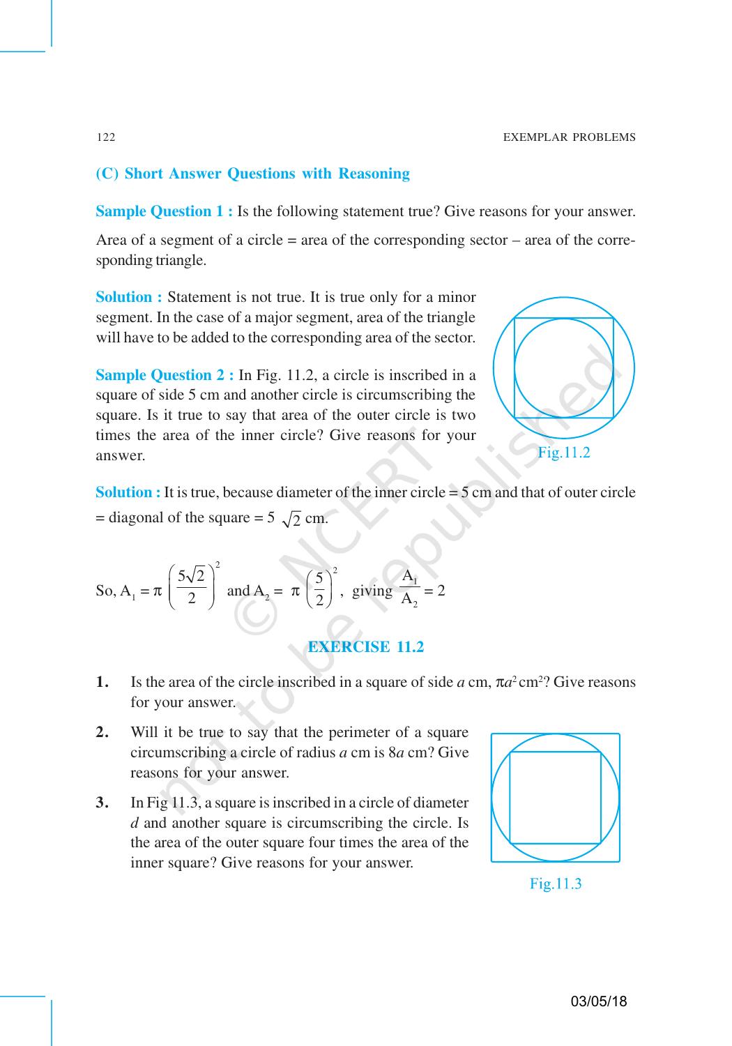 NCERT Exemplar Book for Class 10 Maths: Chapter 11 Areas related to Circles - Page 4