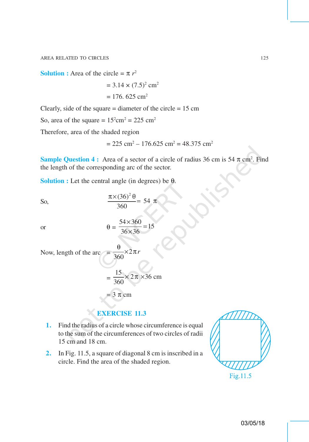 NCERT Exemplar Book for Class 10 Maths: Chapter 11 Areas related to Circles - Page 7