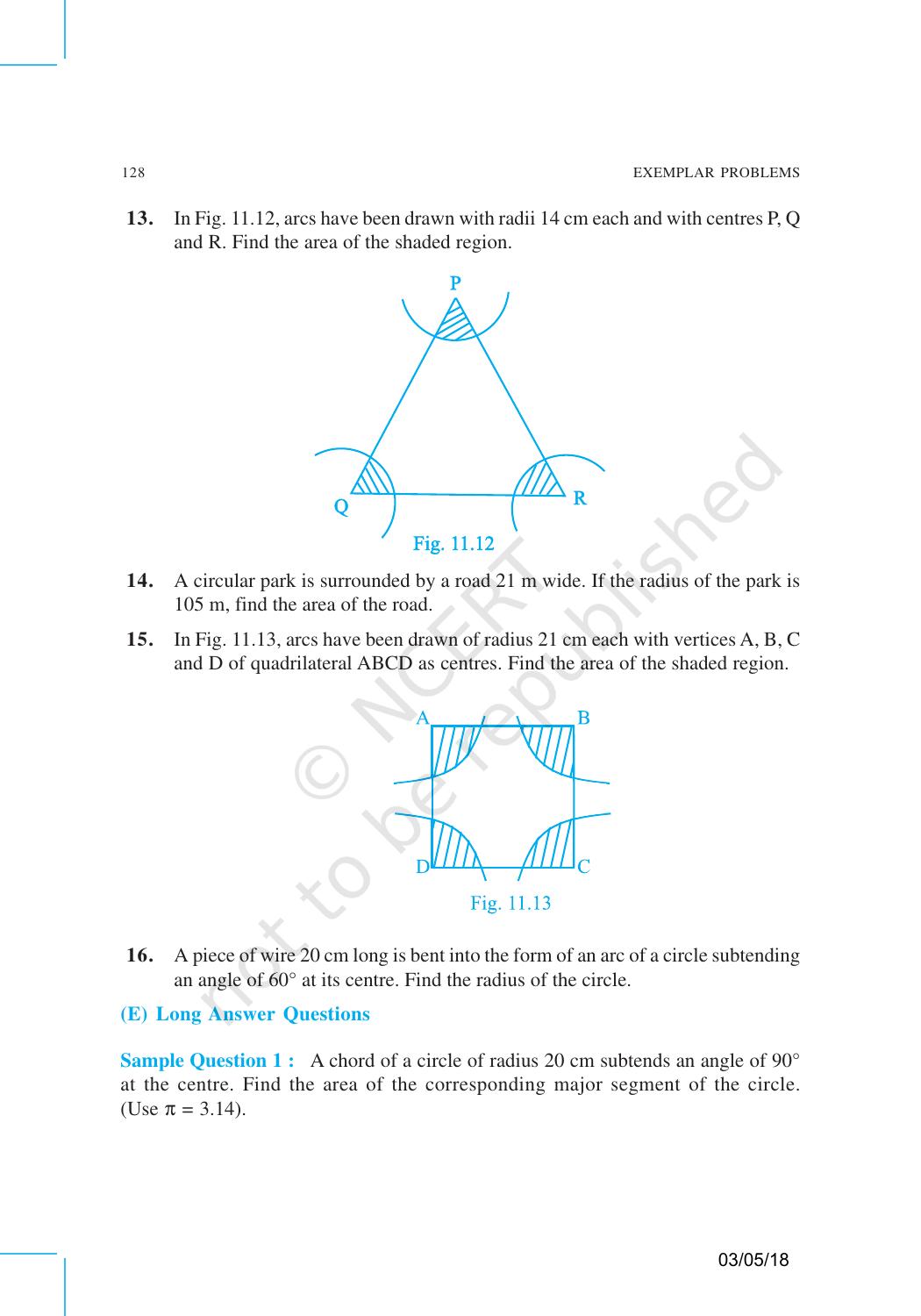 NCERT Exemplar Book for Class 10 Maths: Chapter 11 Areas related to Circles - Page 10