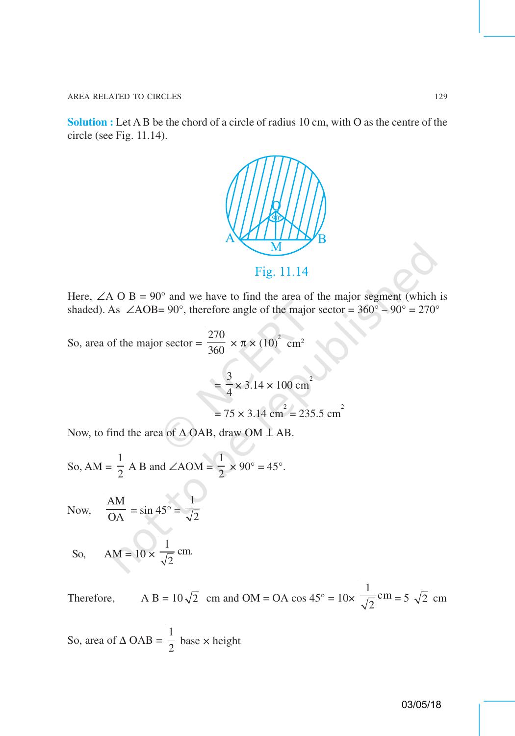 NCERT Exemplar Book for Class 10 Maths: Chapter 11 Areas related to Circles - Page 11