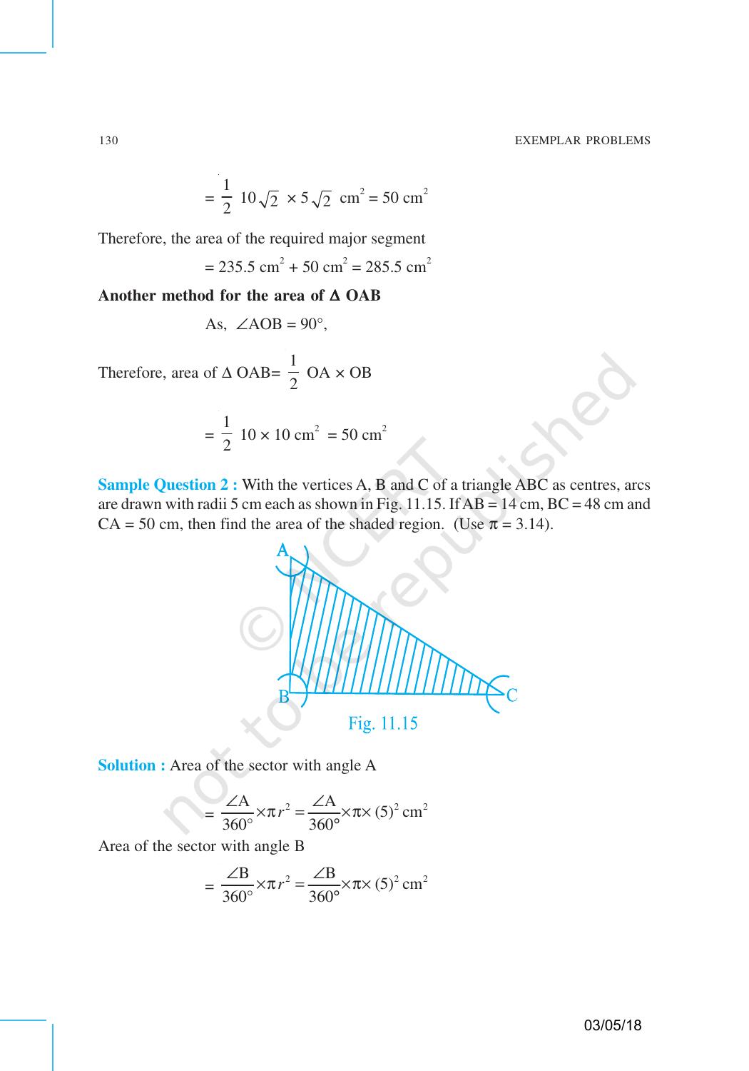 NCERT Exemplar Book for Class 10 Maths: Chapter 11 Areas related to Circles - Page 12