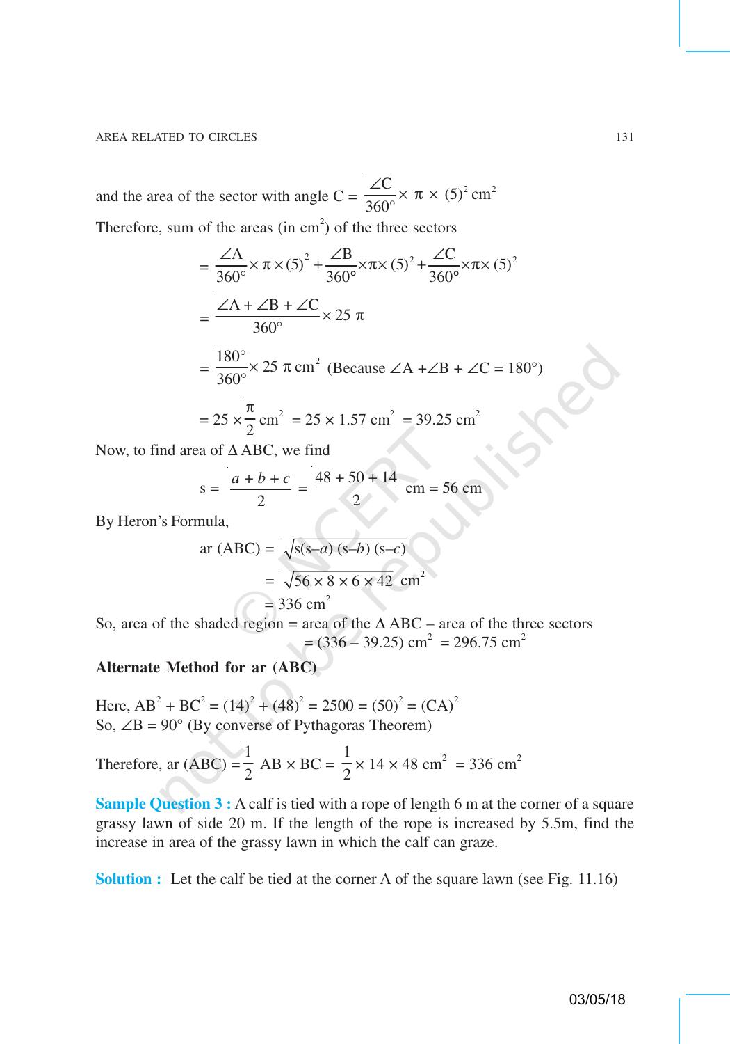 NCERT Exemplar Book for Class 10 Maths: Chapter 11 Areas related to Circles - Page 13