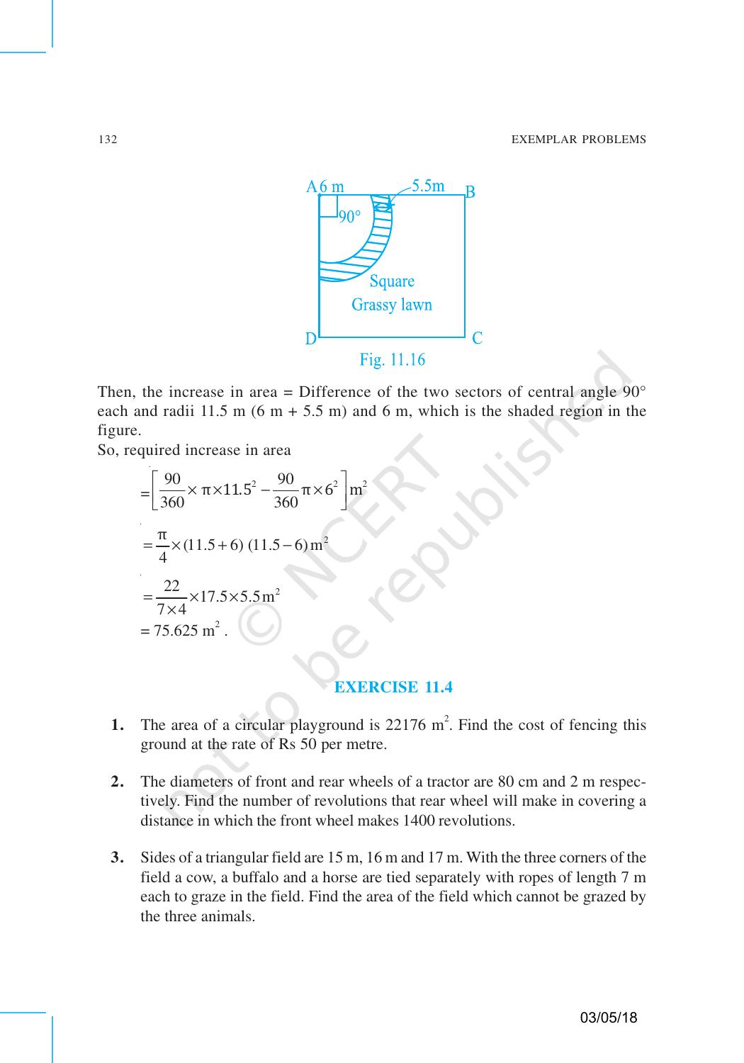 NCERT Exemplar Book for Class 10 Maths: Chapter 11 Areas related to Circles - Page 14
