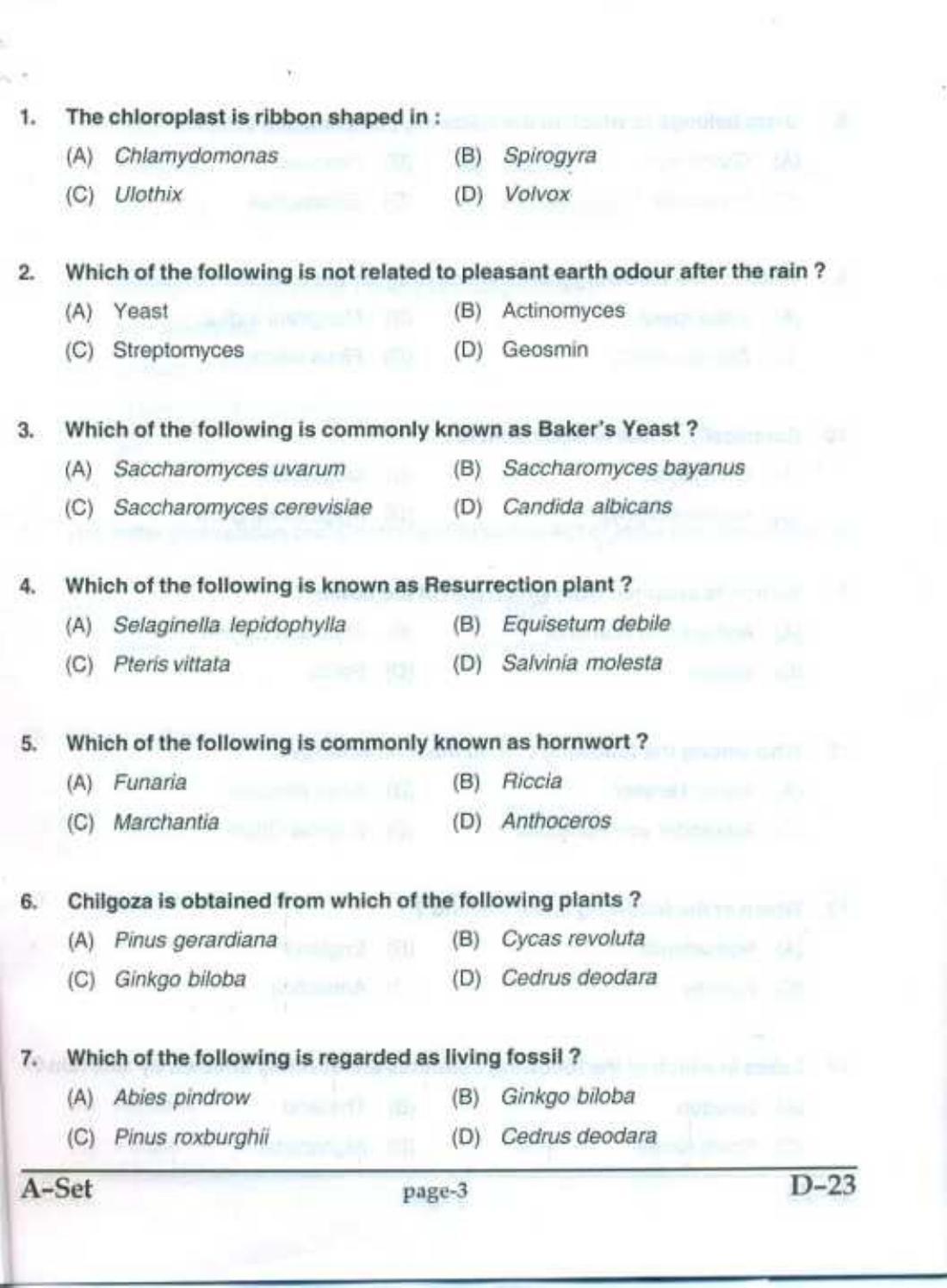 PU CET UG 2017 MSc (Environment Science) Question Paper - Page 2