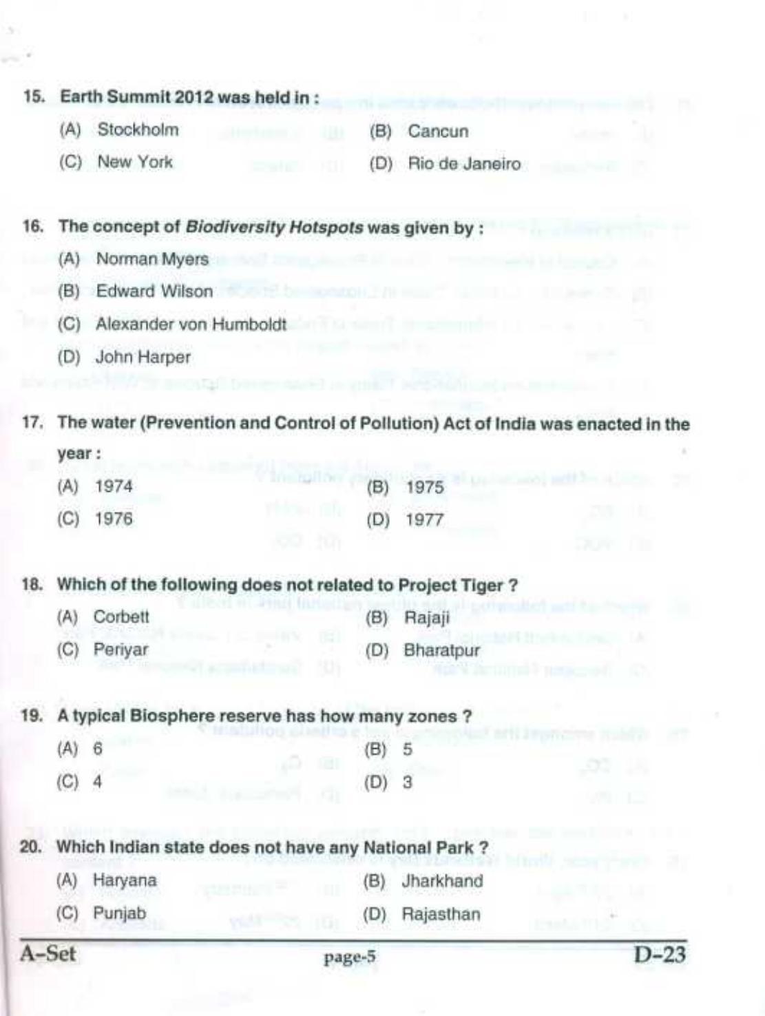 PU CET UG 2017 MSc (Environment Science) Question Paper - Page 4