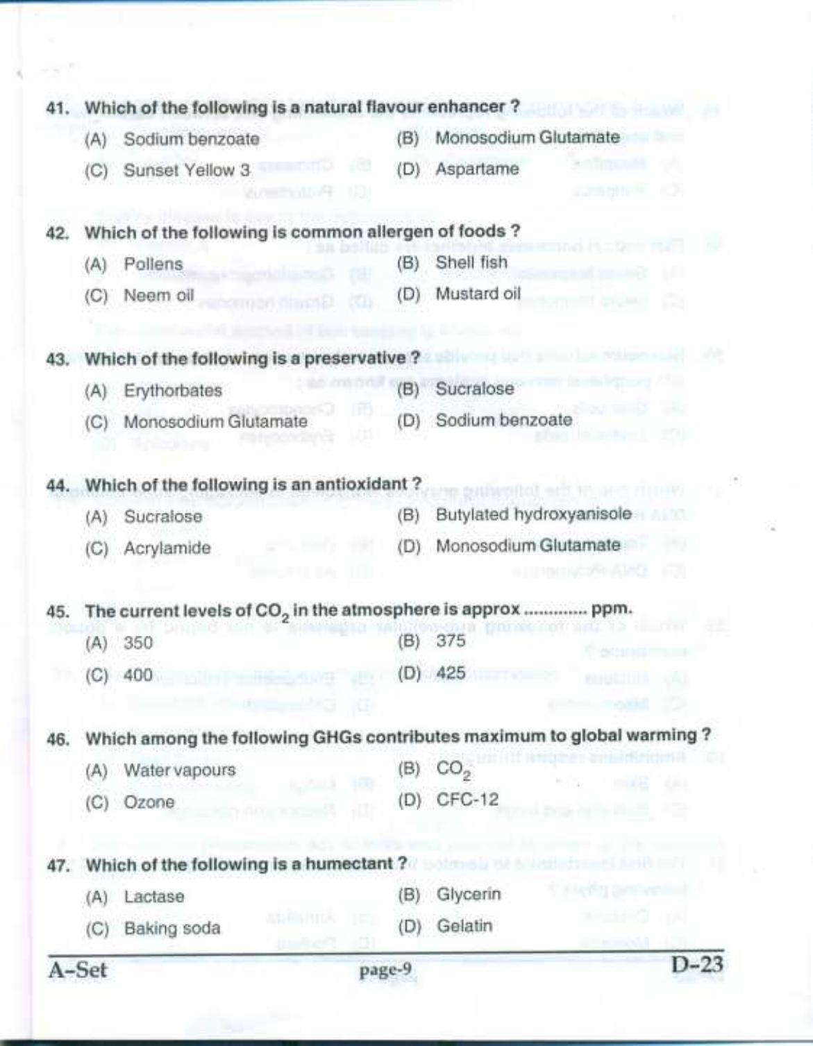 PU CET UG 2017 MSc (Environment Science) Question Paper - Page 8