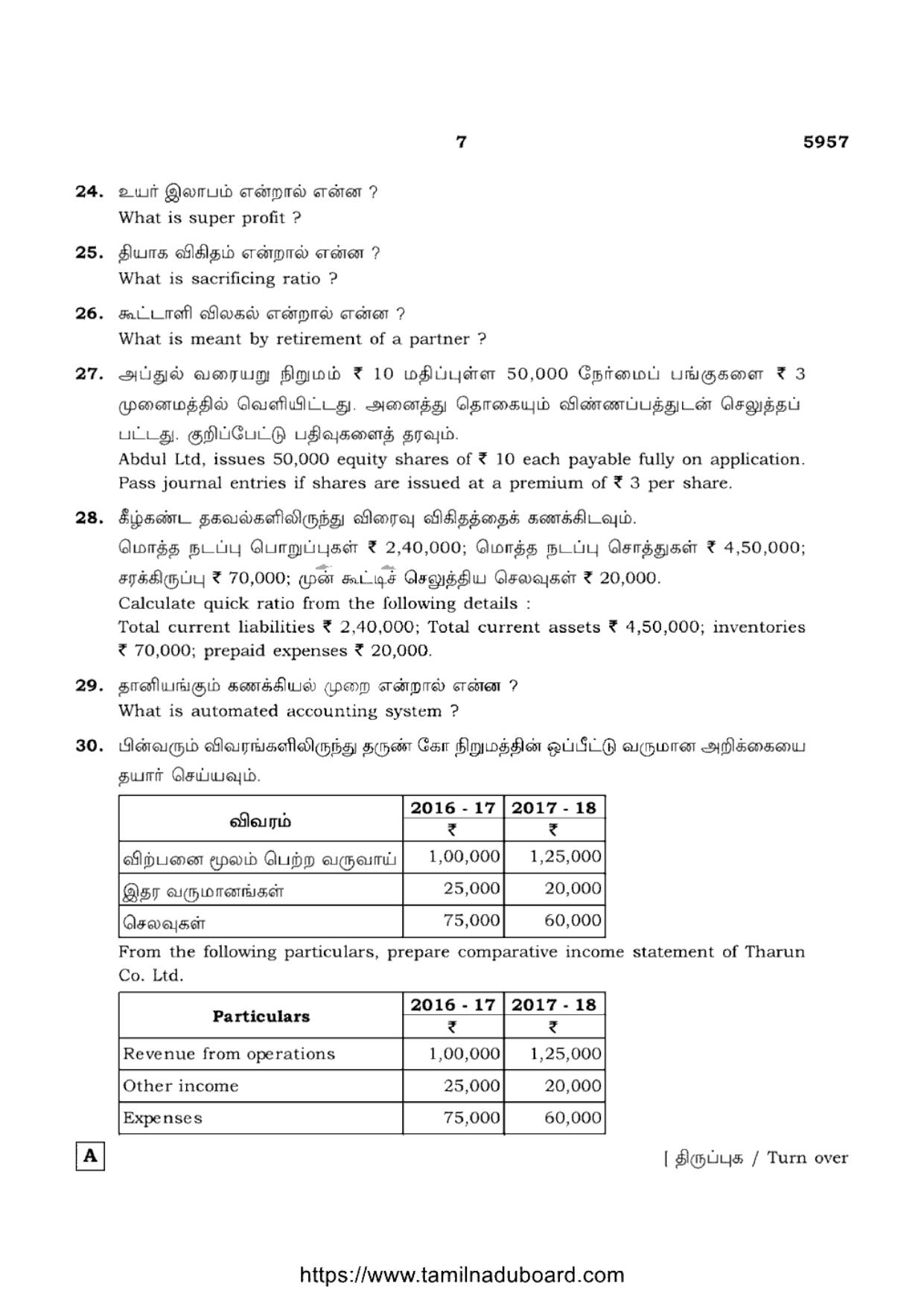 TN Class 12 Accountancy 5957 Set A Question Papers 2022 - Page 7