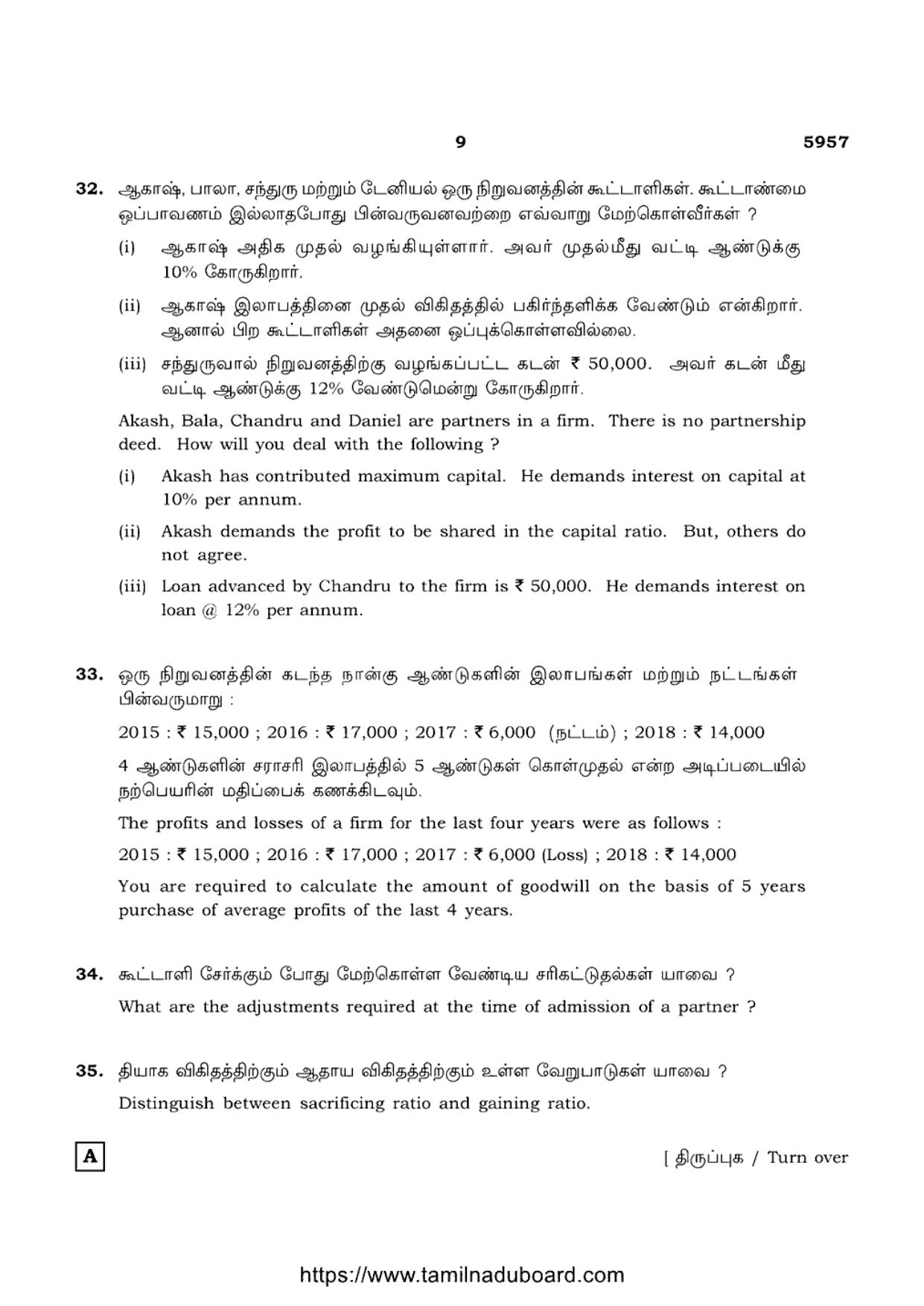 TN Class 12 Accountancy 5957 Set A Question Papers 2022 - Page 9