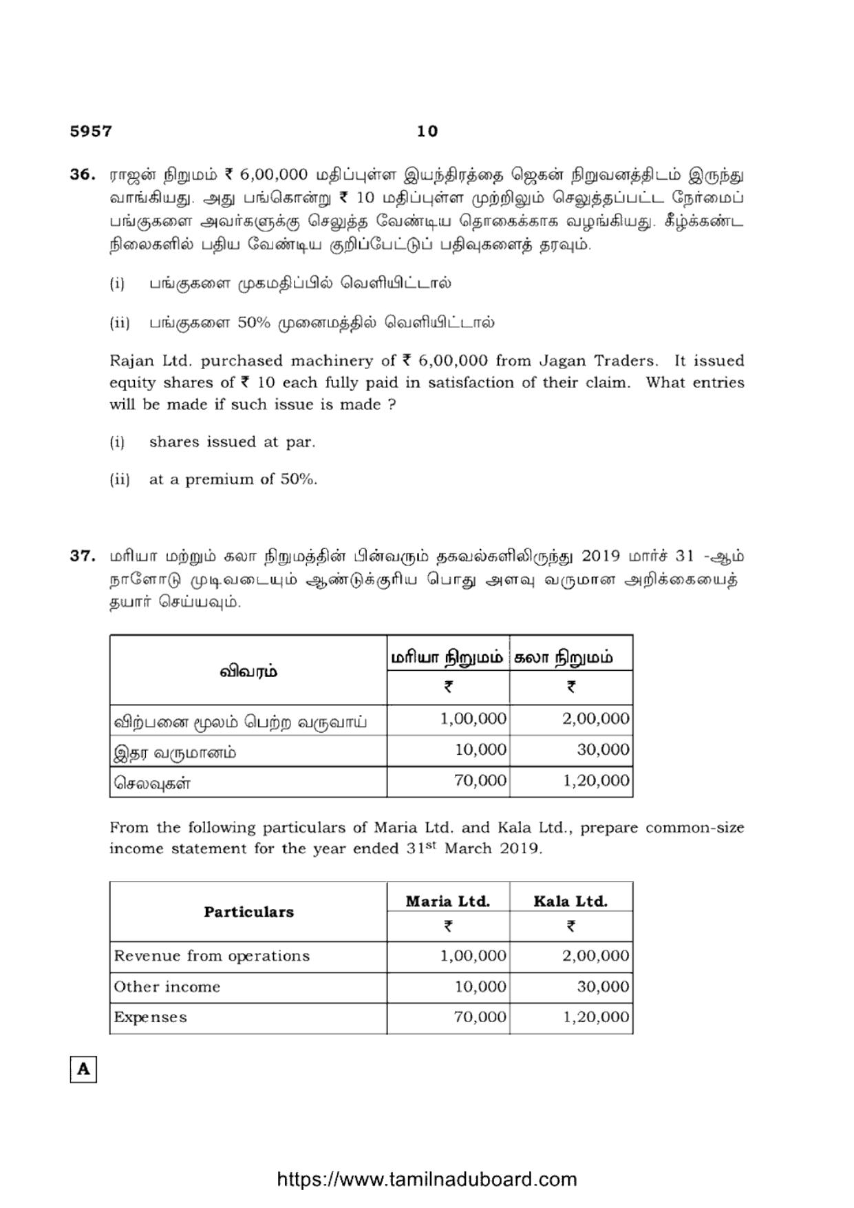 TN Class 12 Accountancy 5957 Set A Question Papers 2022 - Page 10