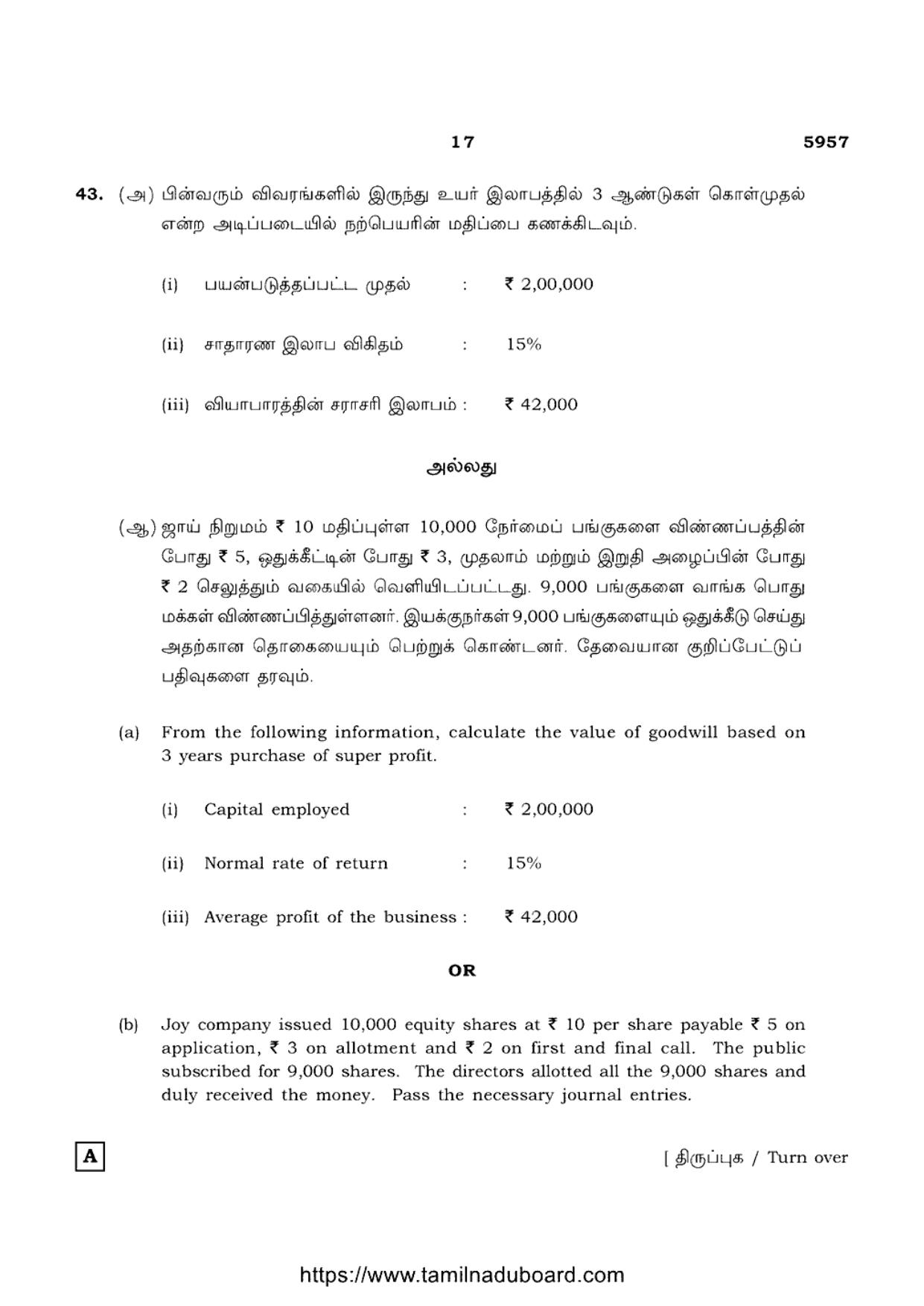 TN Class 12 Accountancy 5957 Set A Question Papers 2022 - Page 17