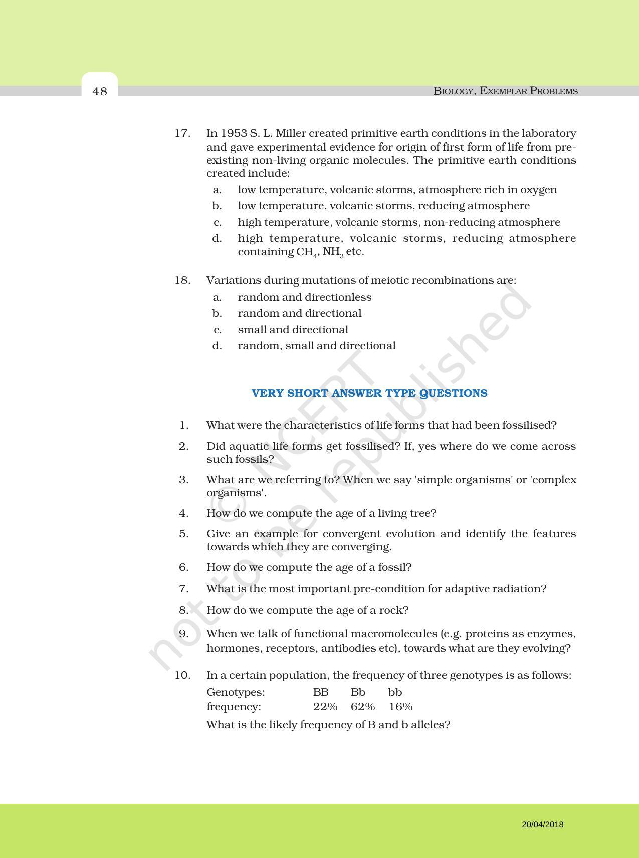 NCERT Exemplar Book for Class 12 Biology: Chapter 7 Evolution - Page 4