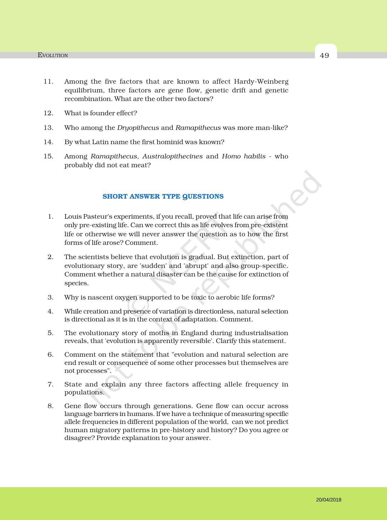 NCERT Exemplar Book for Class 12 Biology: Chapter 7 Evolution - Page 5