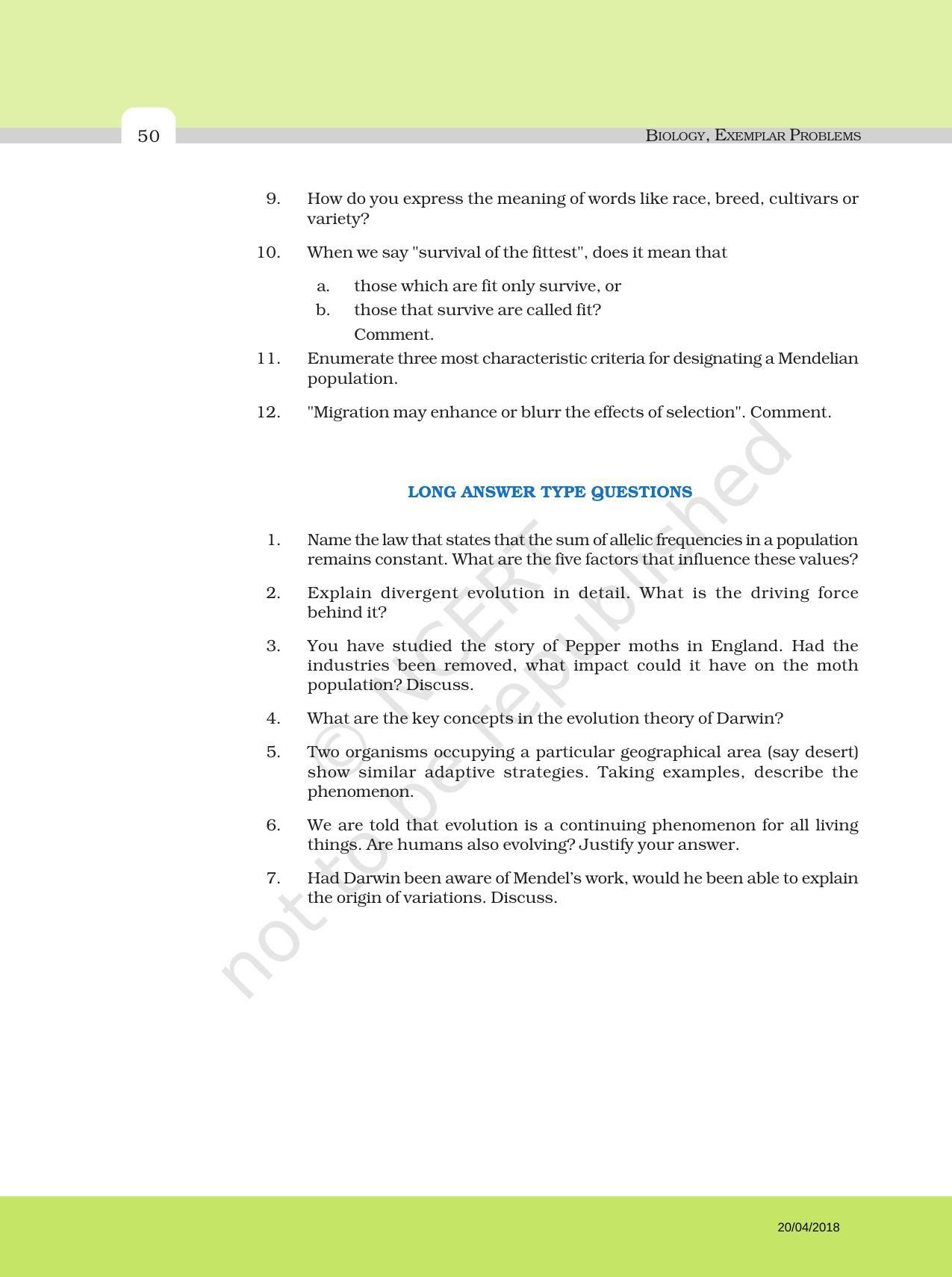 NCERT Exemplar Book for Class 12 Biology: Chapter 7 Evolution - Page 6
