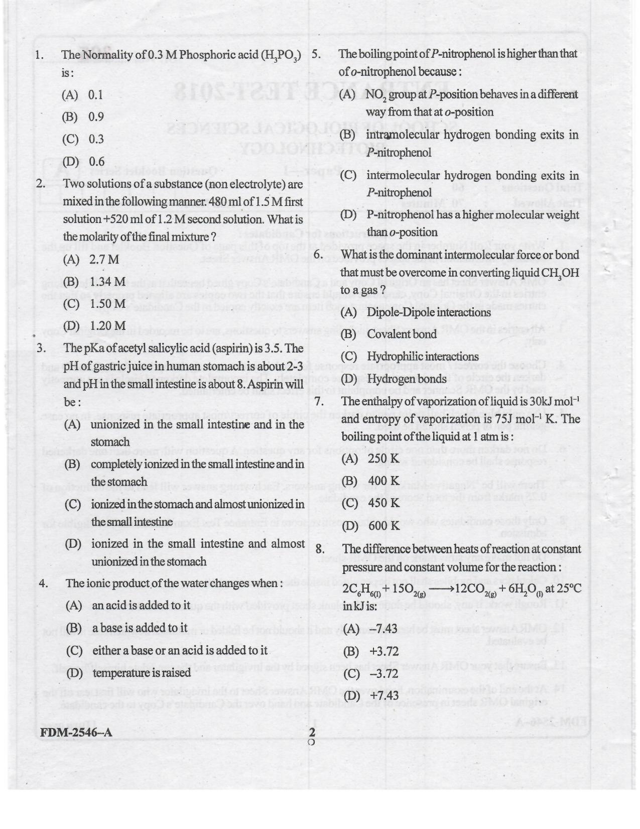 KUET 2023 M.Sc. BioTechnology Question Paper - Page 14
