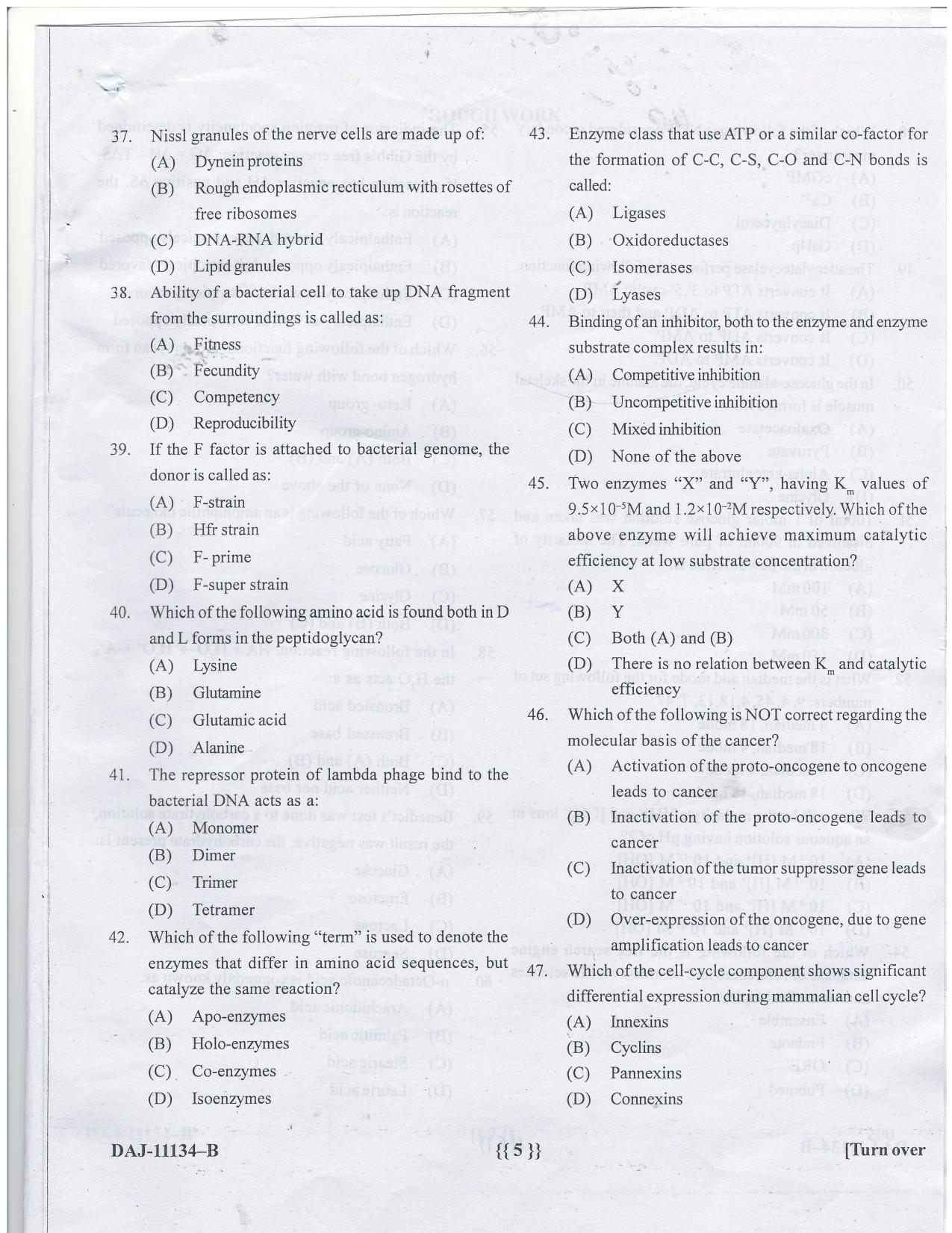 KUET 2023 M.Sc. BioTechnology Question Paper - Page 24