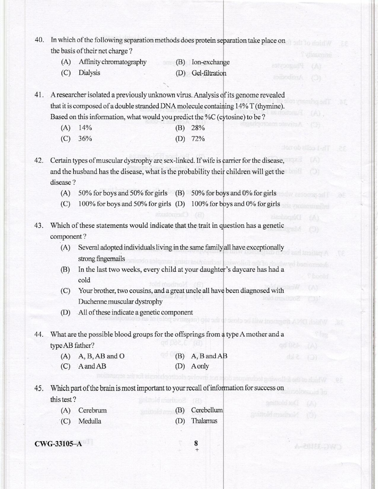 KUET 2023 M.Sc. BioTechnology Question Paper - Page 33