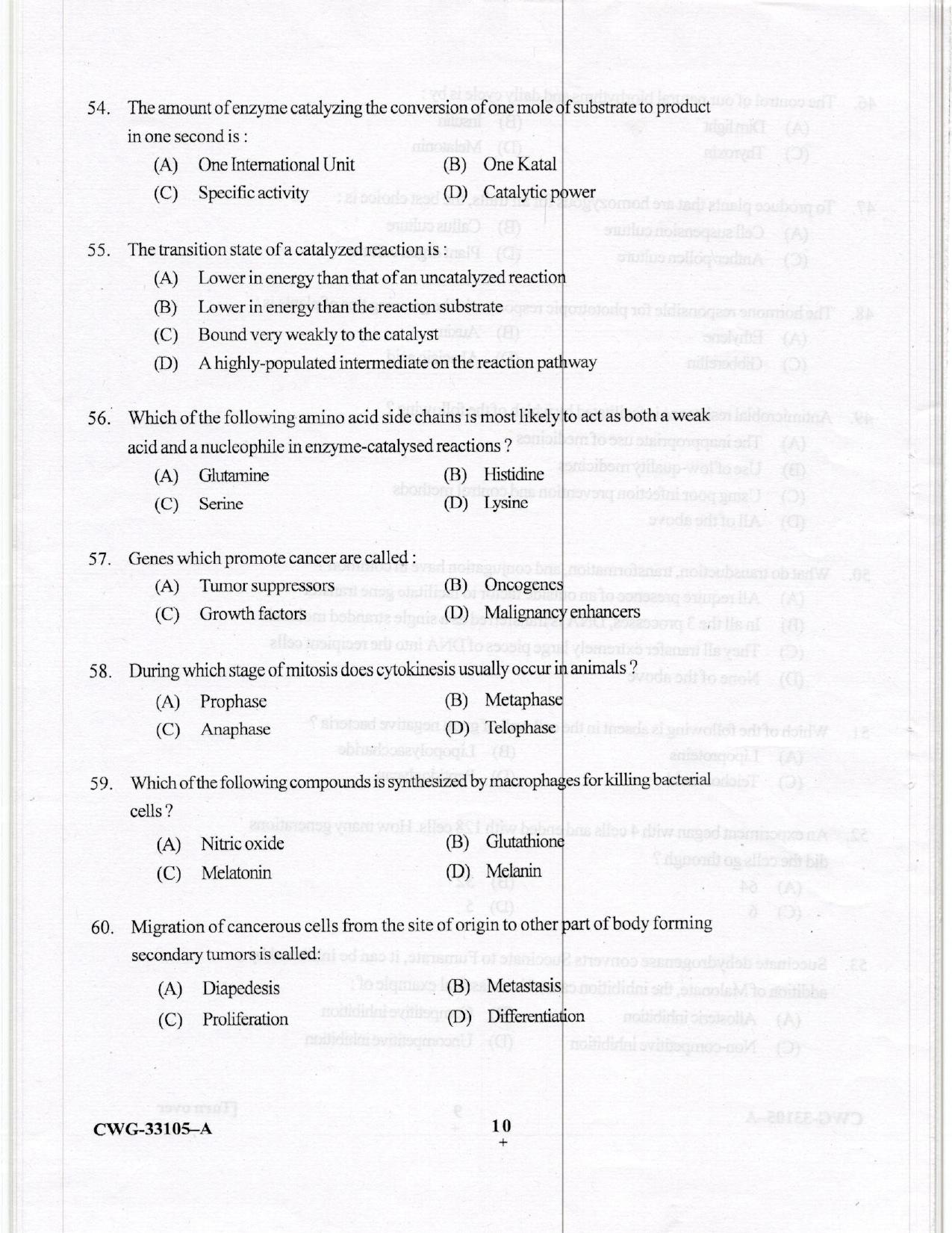 KUET 2023 M.Sc. BioTechnology Question Paper - Page 35