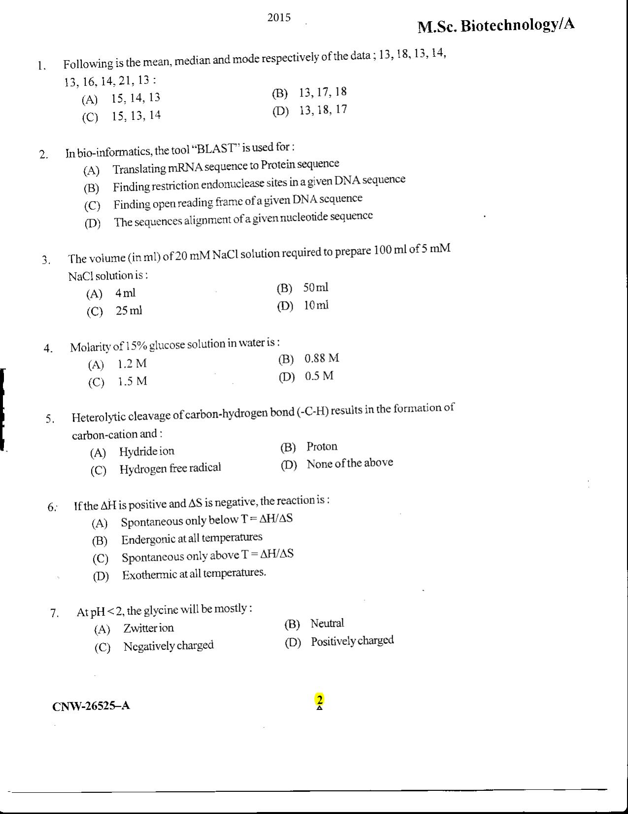KUET 2023 M.Sc. BioTechnology Question Paper - Page 36