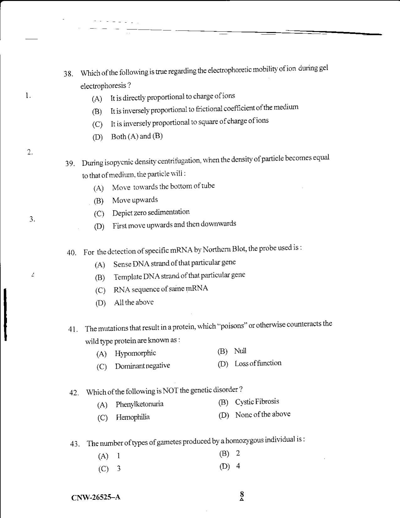 KUET 2023 M.Sc. BioTechnology Question Paper - Page 42