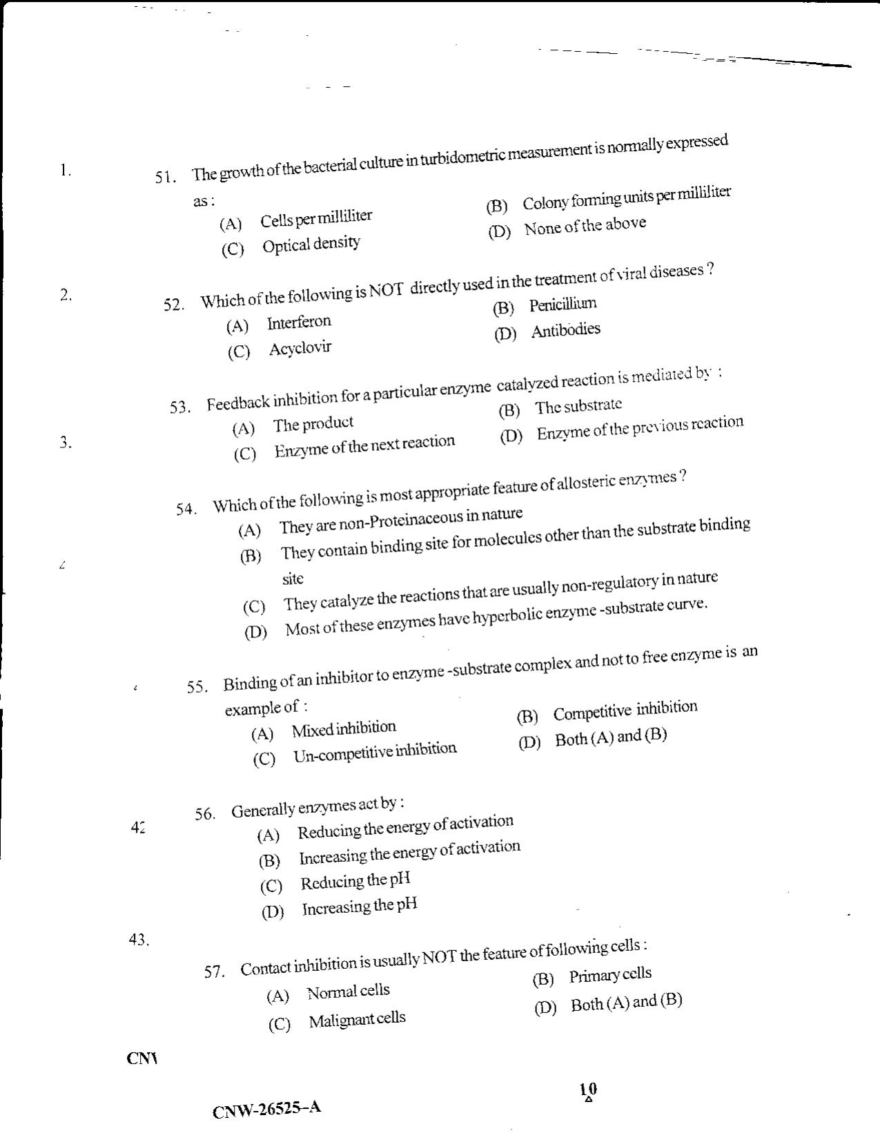 KUET 2023 M.Sc. BioTechnology Question Paper - Page 44