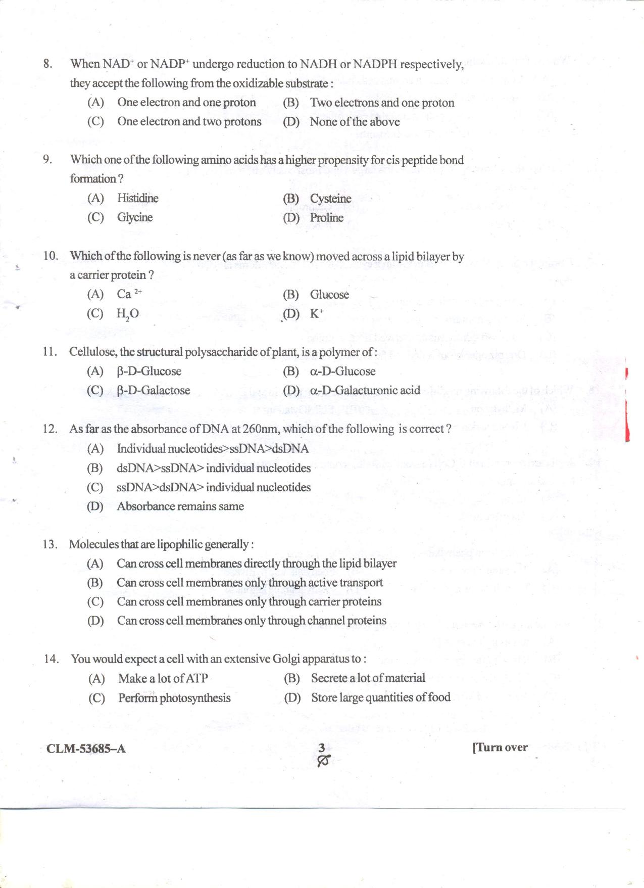 KUET 2023 M.Sc. BioTechnology Question Paper - Page 47