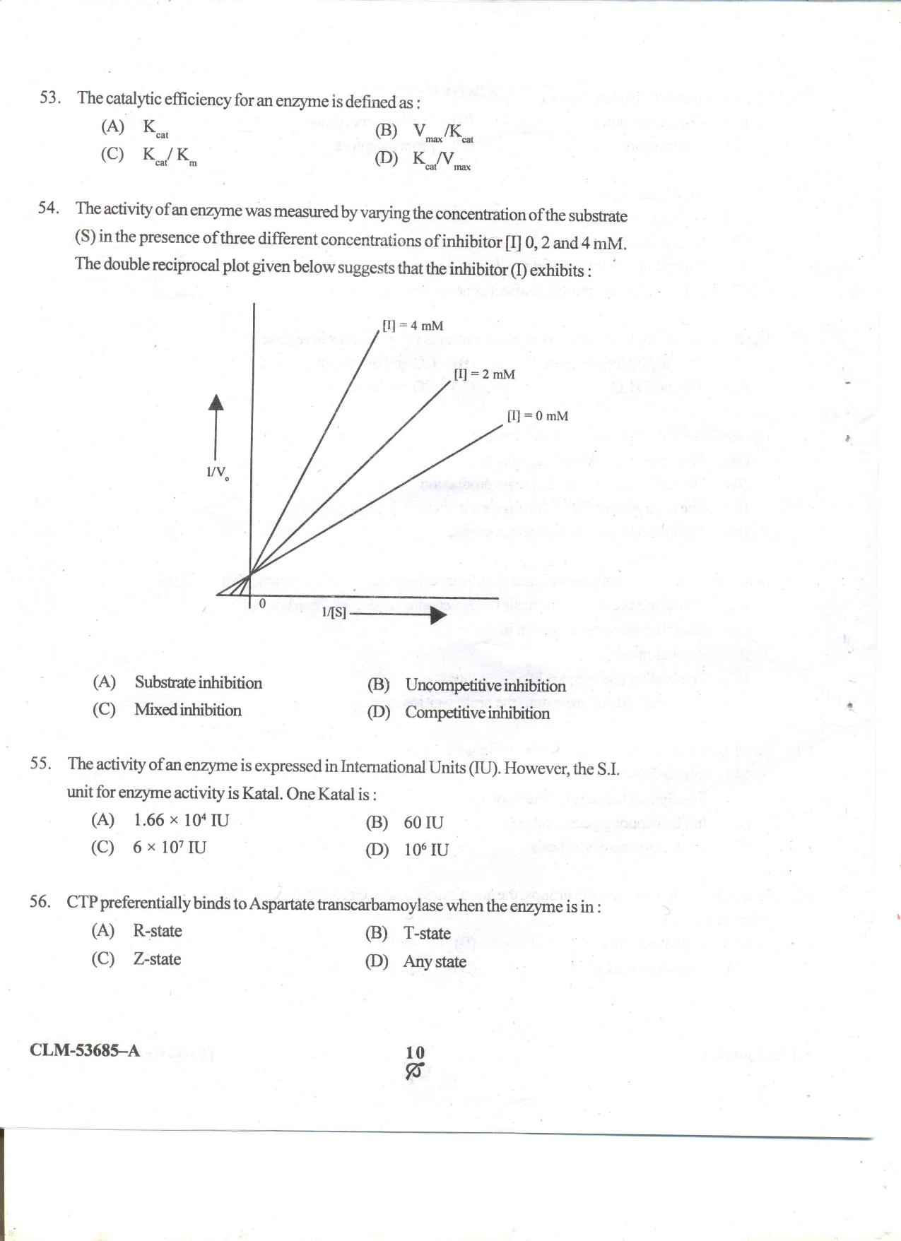 KUET 2023 M.Sc. BioTechnology Question Paper - Page 54