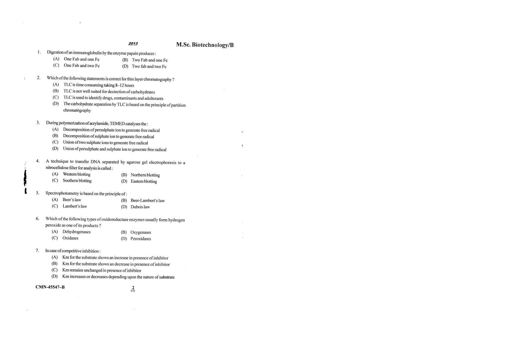 KUET 2023 M.Sc. BioTechnology Question Paper - Page 66