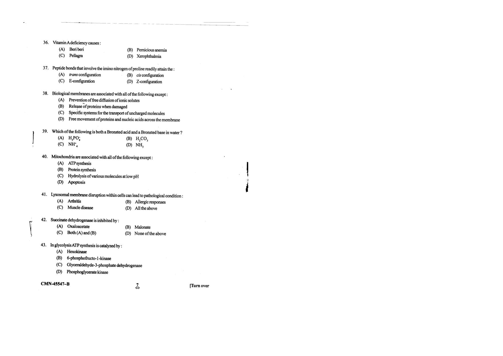 KUET 2023 M.Sc. BioTechnology Question Paper - Page 71