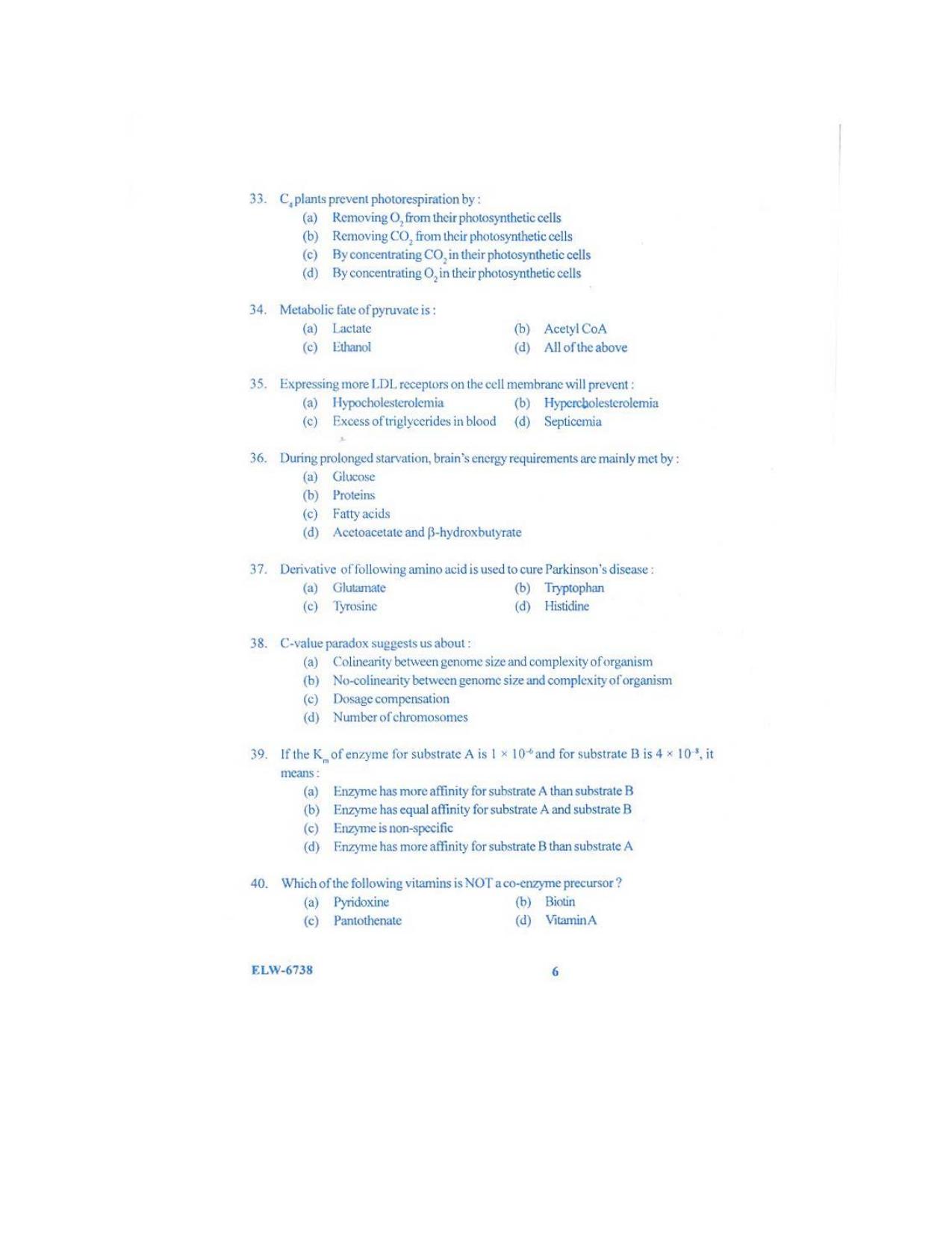KUET 2023 M.Sc. BioTechnology Question Paper - Page 98