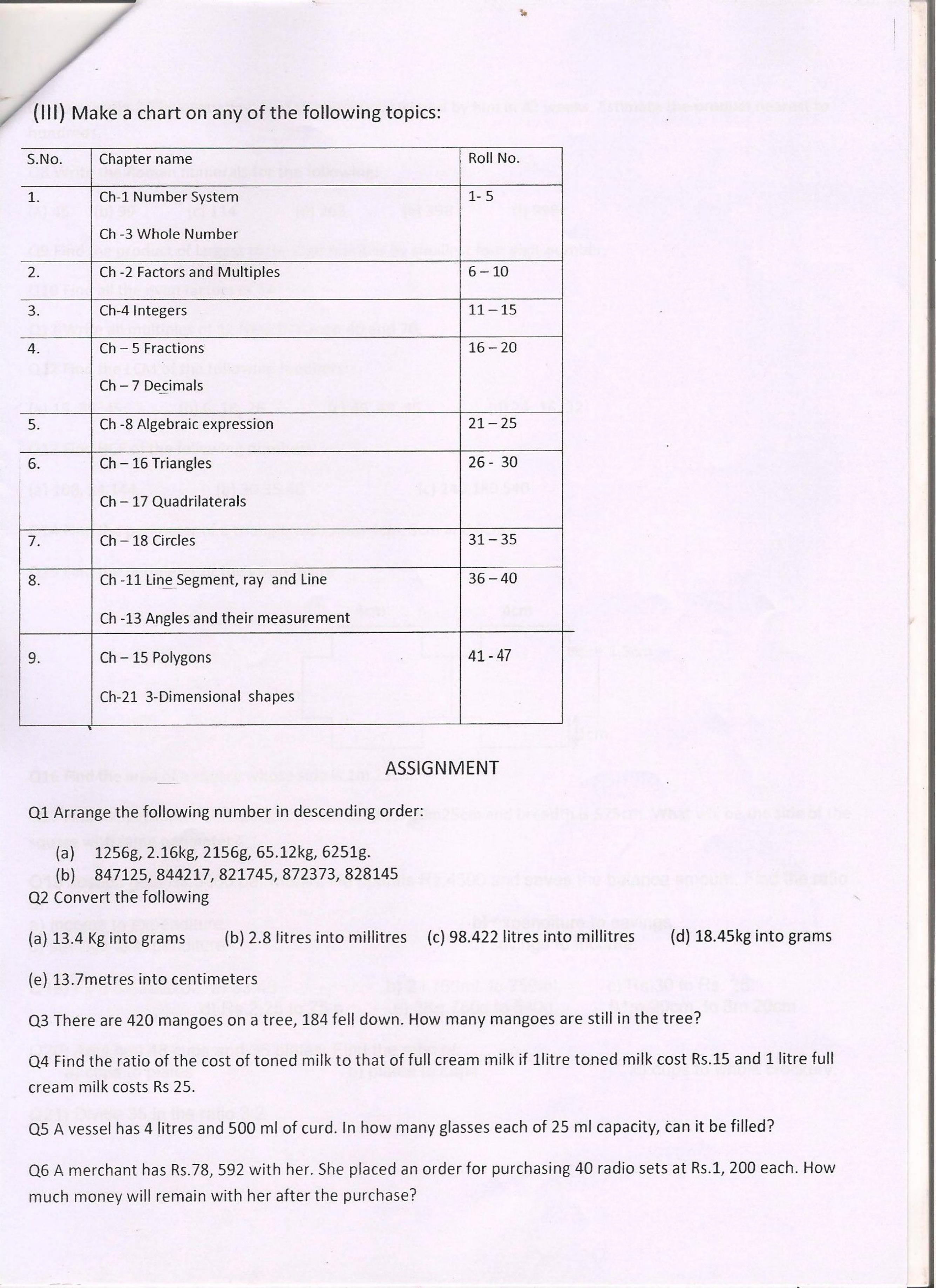 CBSE Worksheets for Class 6 Maths Assignment 16 - Page 3