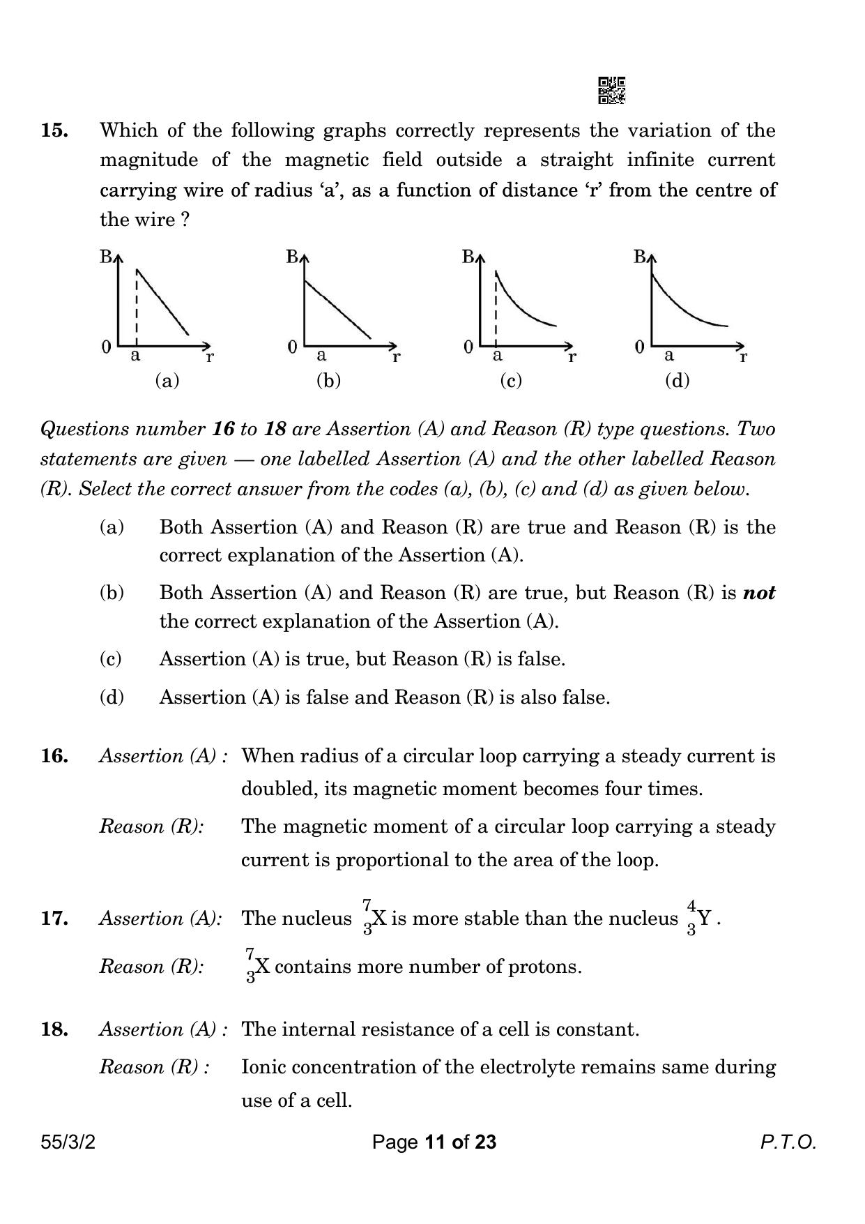 CBSE Class 12 55-3-2 Physics 2023 Question Paper - Page 11