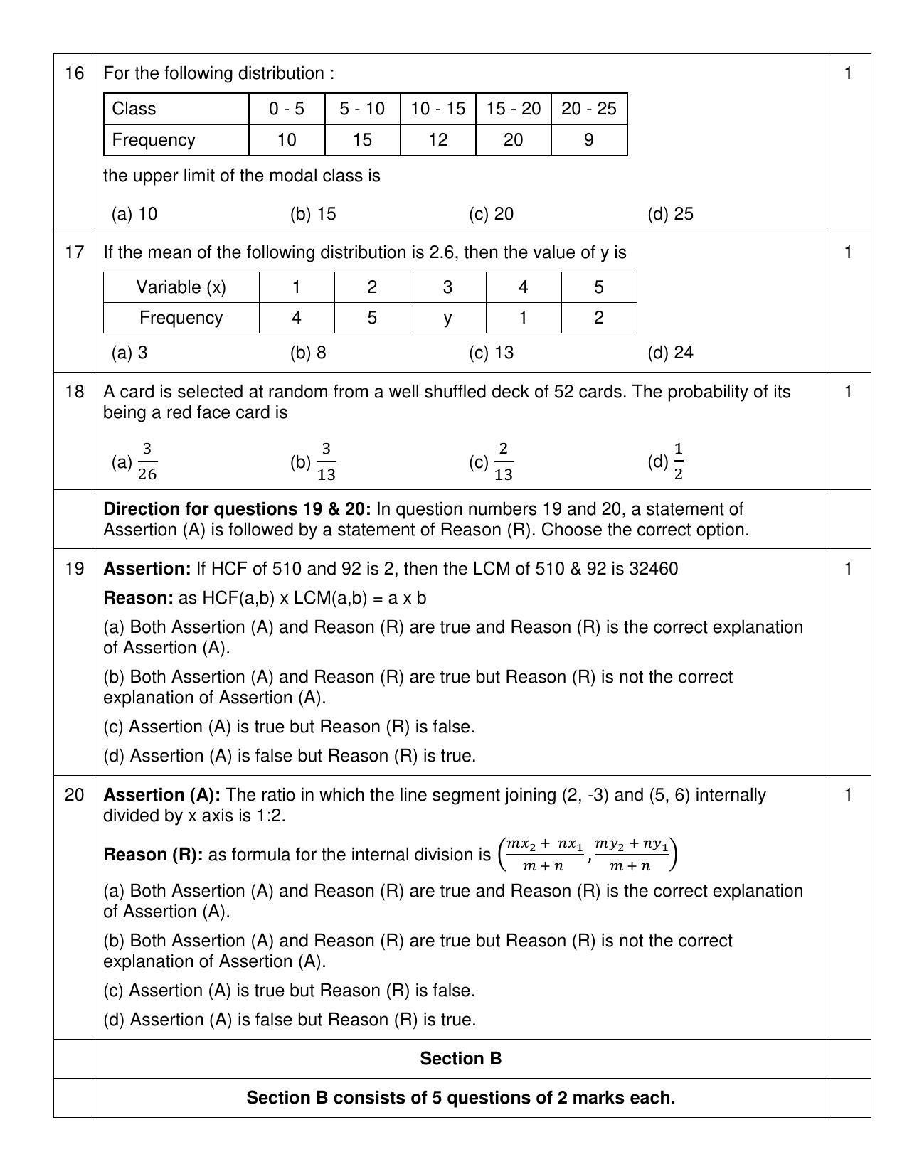 CBSE Class 10 Mathematics (Basic) Sample Papers 2023 - Page 3