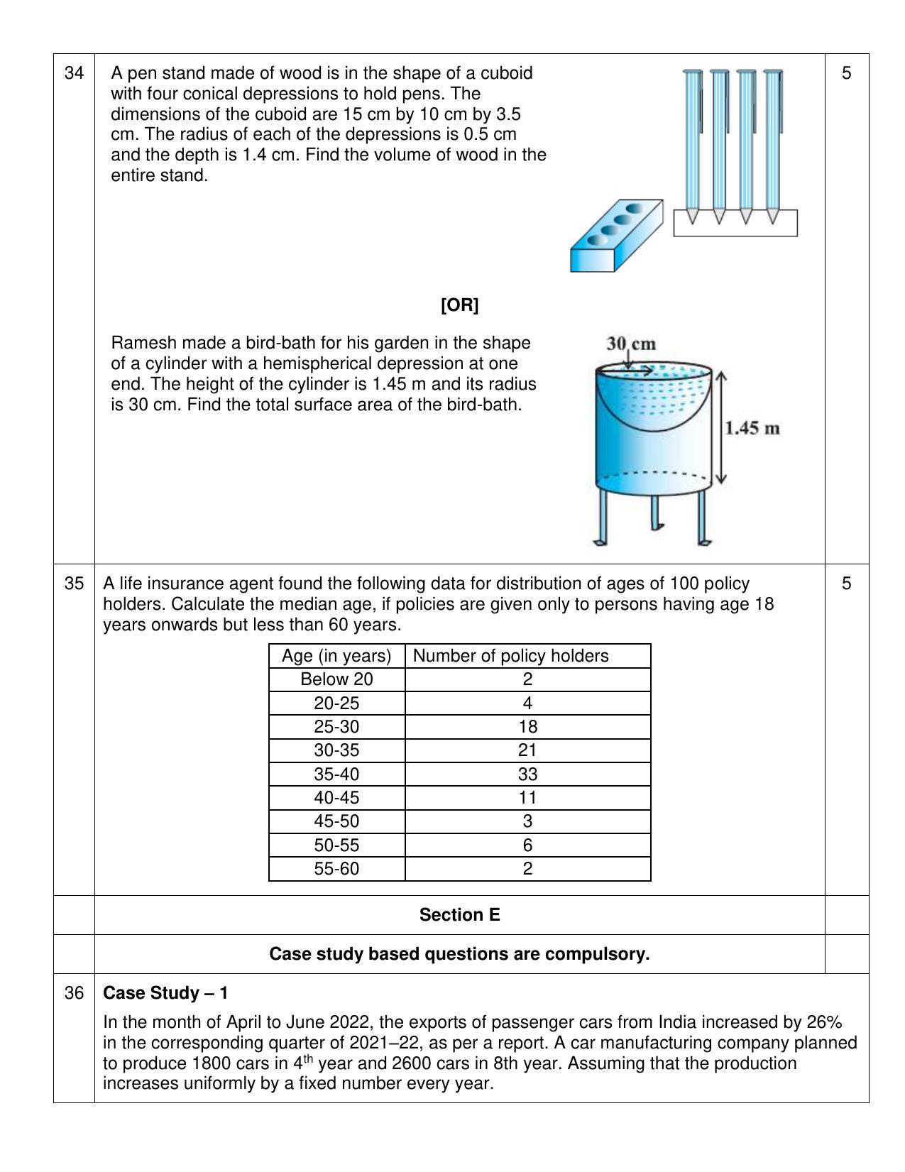 CBSE Class 10 Mathematics (Basic) Sample Papers 2023 - Page 6