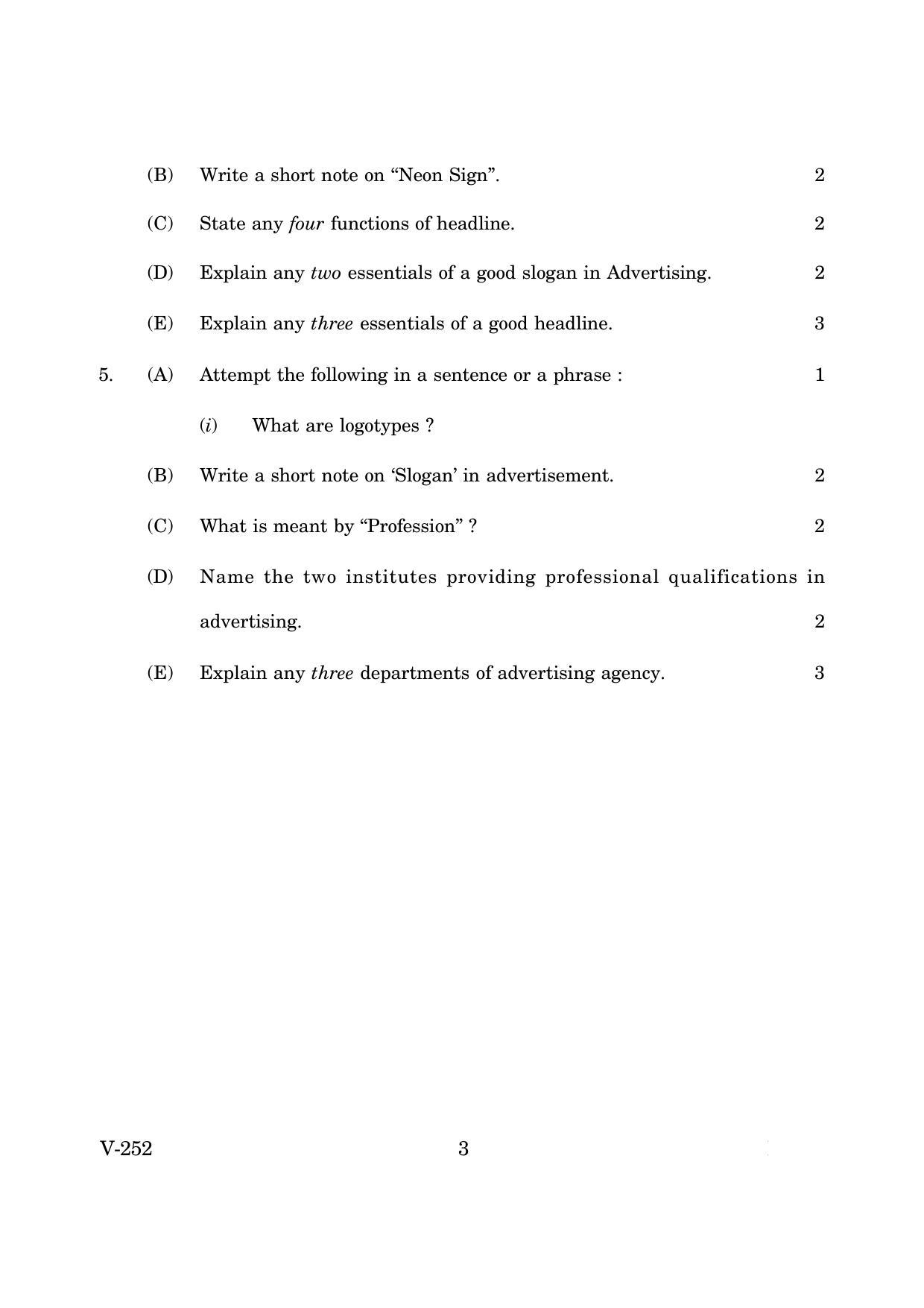 Goa Board Class 12 Business Communication and Advertising  2019 (March 2019) Question Paper - Page 3
