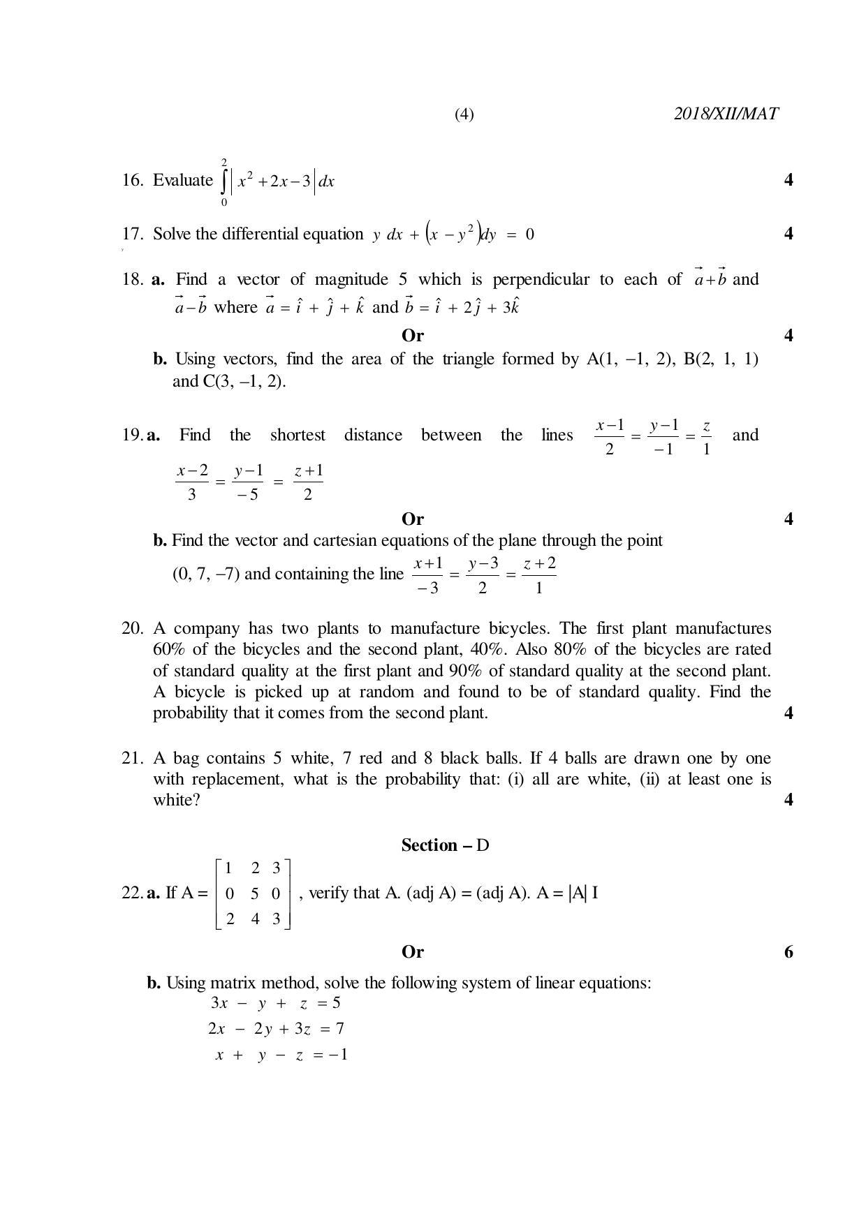 Nagaland Board Class 12 MATHEMATICS 2018 Question Papers - Page 4