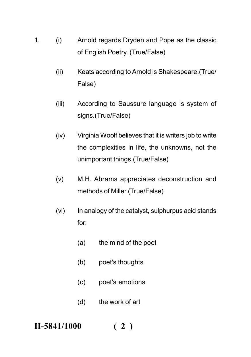 Sarguja University Question Paper July-2022 :  M.A. In English((Fourth sem.)Critical Theories-II Paper 1 - Page 2