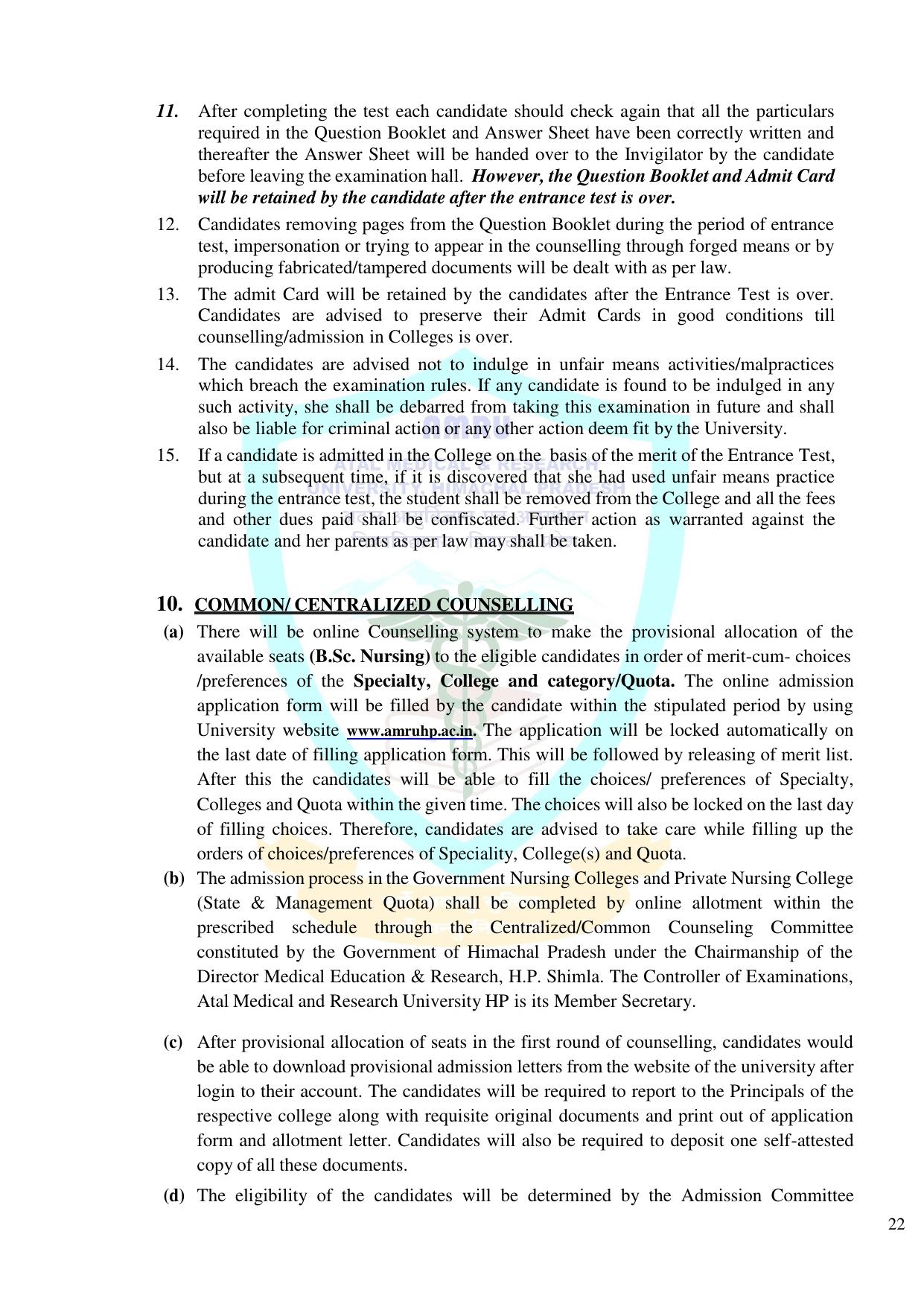 HP B.Sc. Nursing Exam Syllabus - Page 23