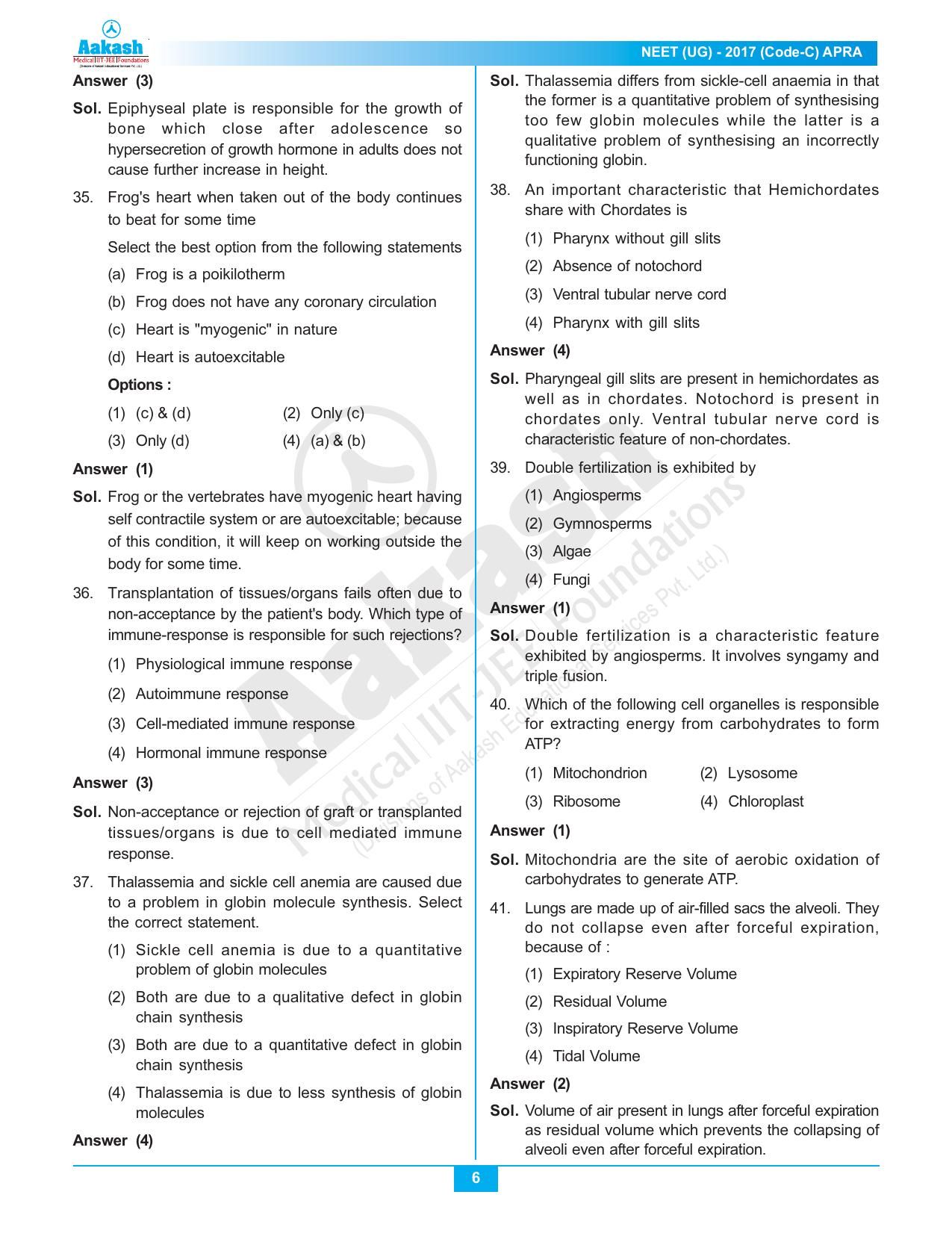  NEET Code C 2017 Answer & Solutions - Page 6