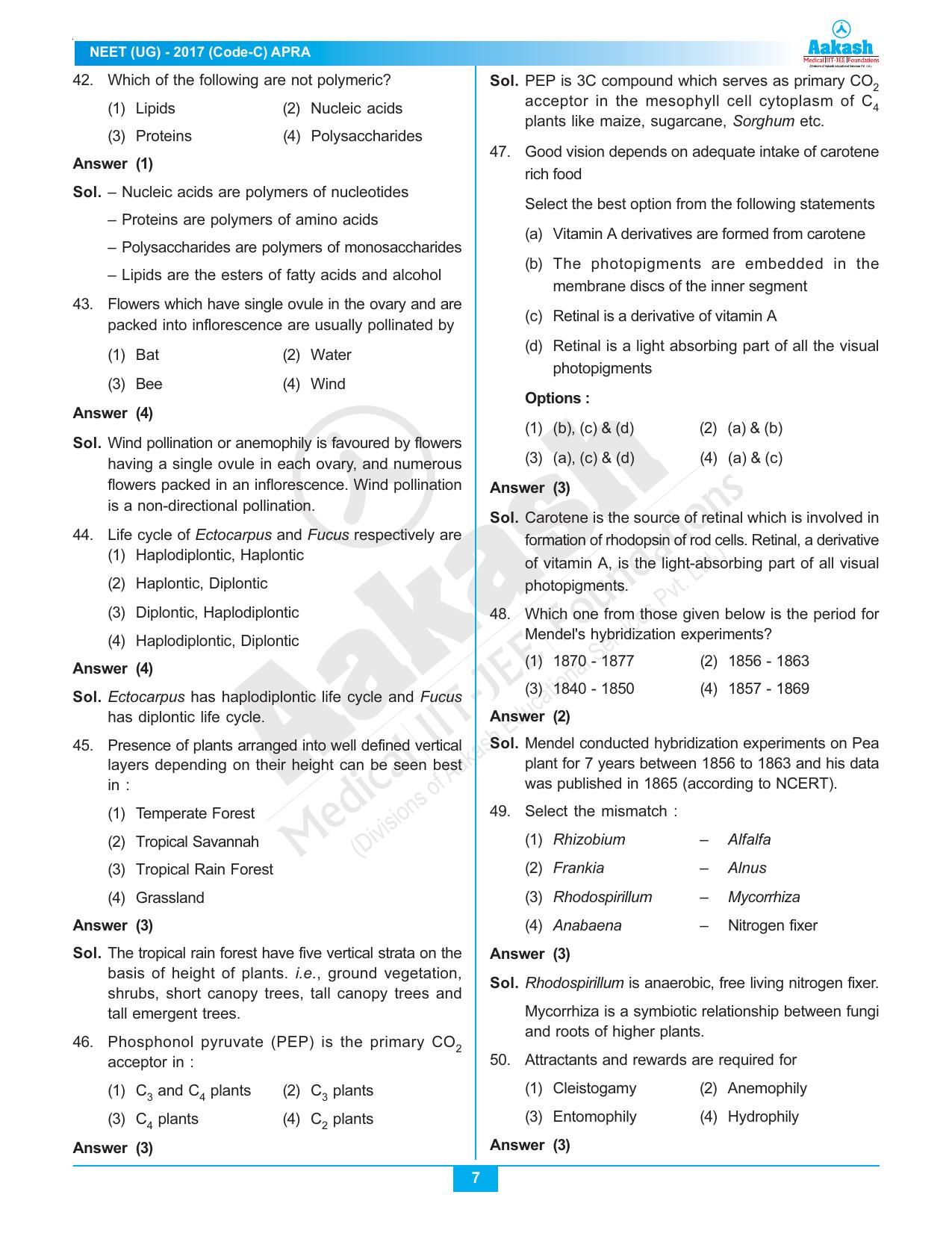  NEET Code C 2017 Answer & Solutions - Page 7