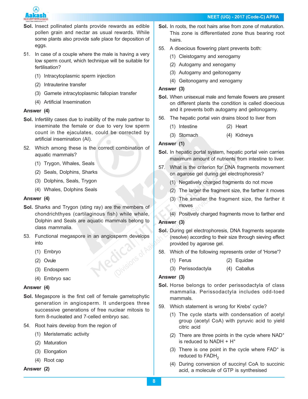  NEET Code C 2017 Answer & Solutions - Page 8
