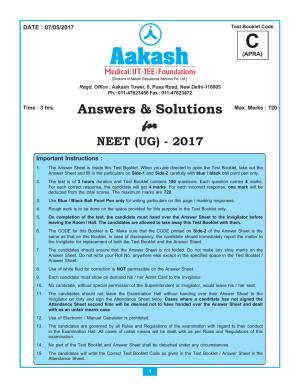  NEET Code C 2017 Answer & Solutions