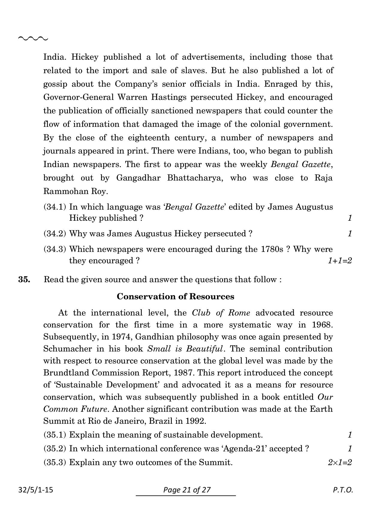 CBSE Class 10 32-5-1 Social Science 2024 Question Paper - Page 21