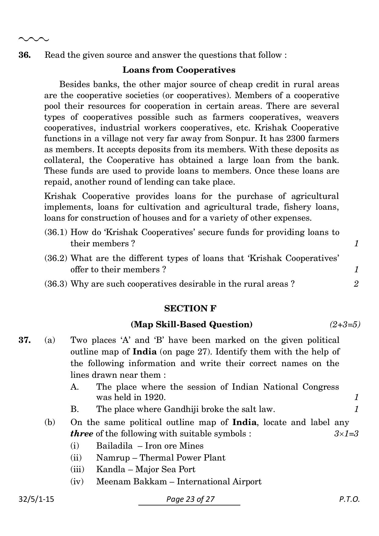 CBSE Class 10 32-5-1 Social Science 2024 Question Paper - Page 23
