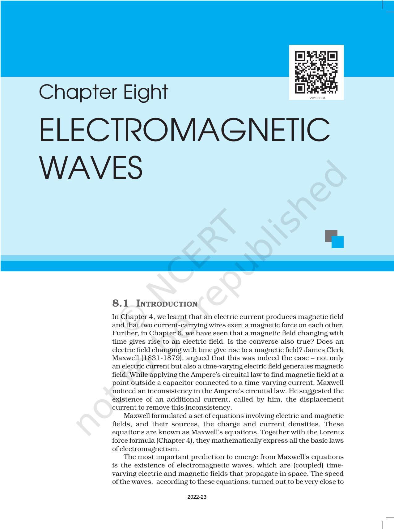 NCERT Book for Class 12 Physics Chapter 8 Electromagnetic Waves - Page 1