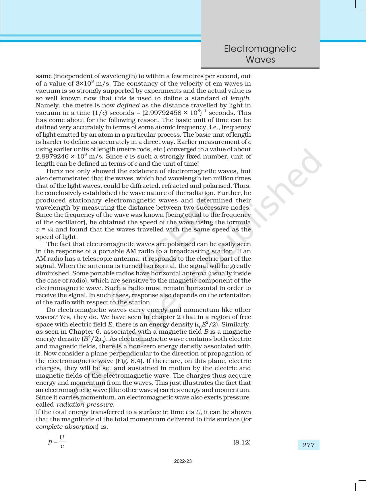 NCERT Book for Class 12 Physics Chapter 8 Electromagnetic Waves - Page 9