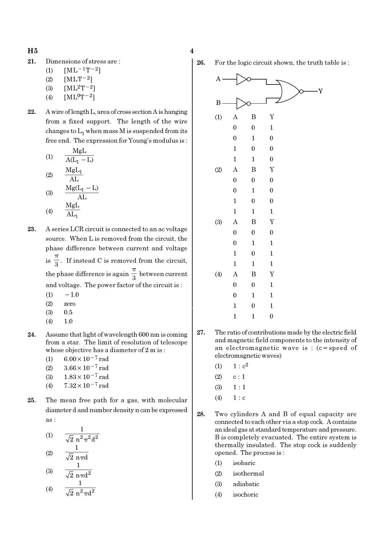 NEET H5 2020 Question Paper - Page 4