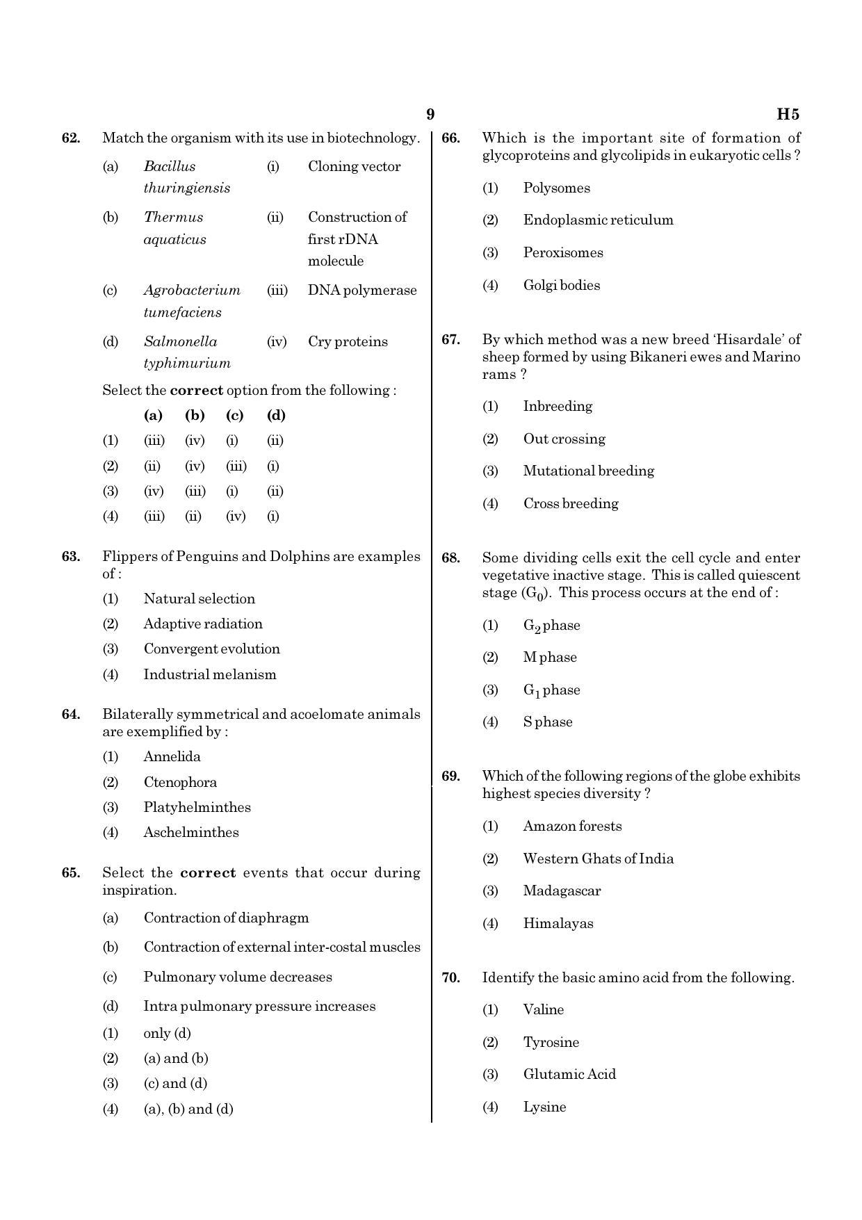 NEET H5 2020 Question Paper - Page 9