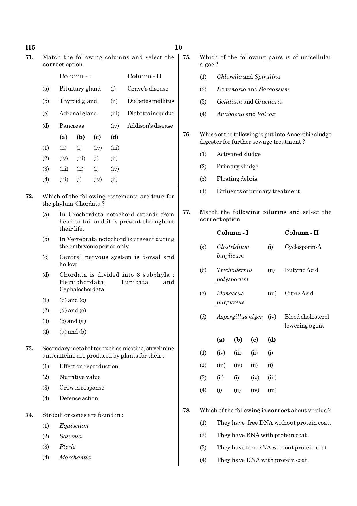 NEET H5 2020 Question Paper - Page 10